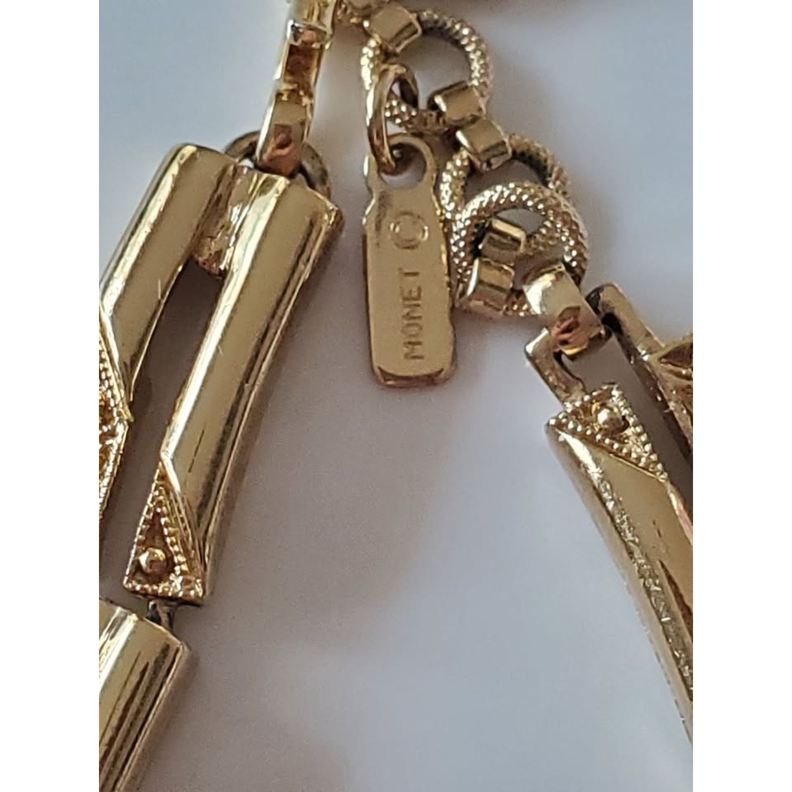 Monet Vintage Monet Gold Tone Long Rectangle Link Choker Necklace Size ONE SIZE - 4 Thumbnail