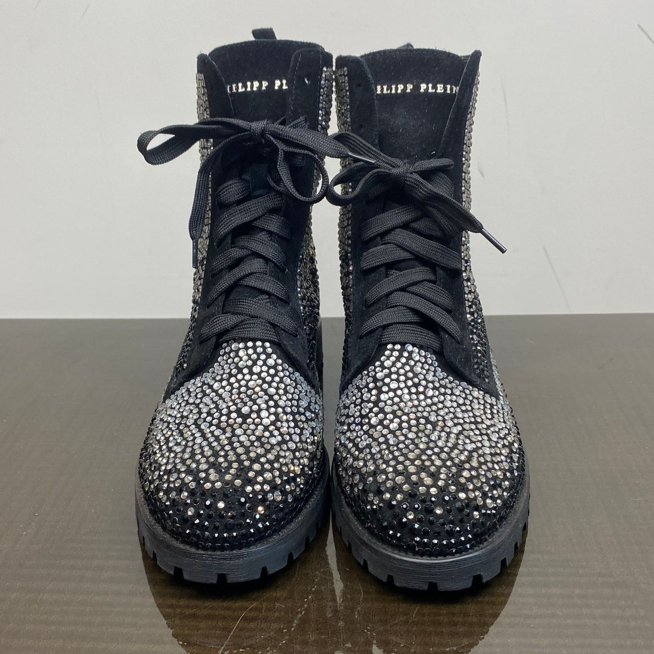 Philipp Plein Rare Philipp Plein Suede Crystal Embellished Combat Boots 40 Size US 9 / IT 39 - 2 Thumbnail
