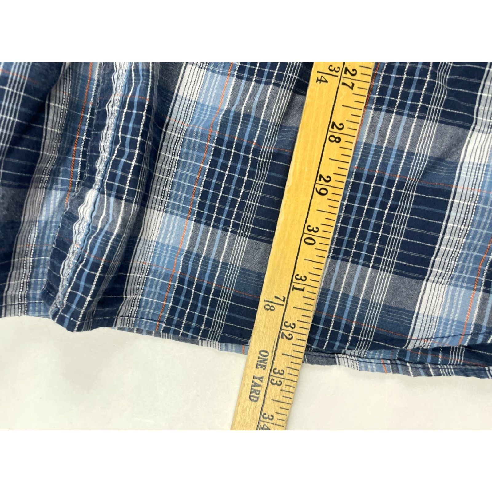 Vintage Work n' Sport Shirt XL Tall Blue Orange Plaid Button-Down Short Sleeve Men Size US XL / EU 56 / 4 - 7 Thumbnail