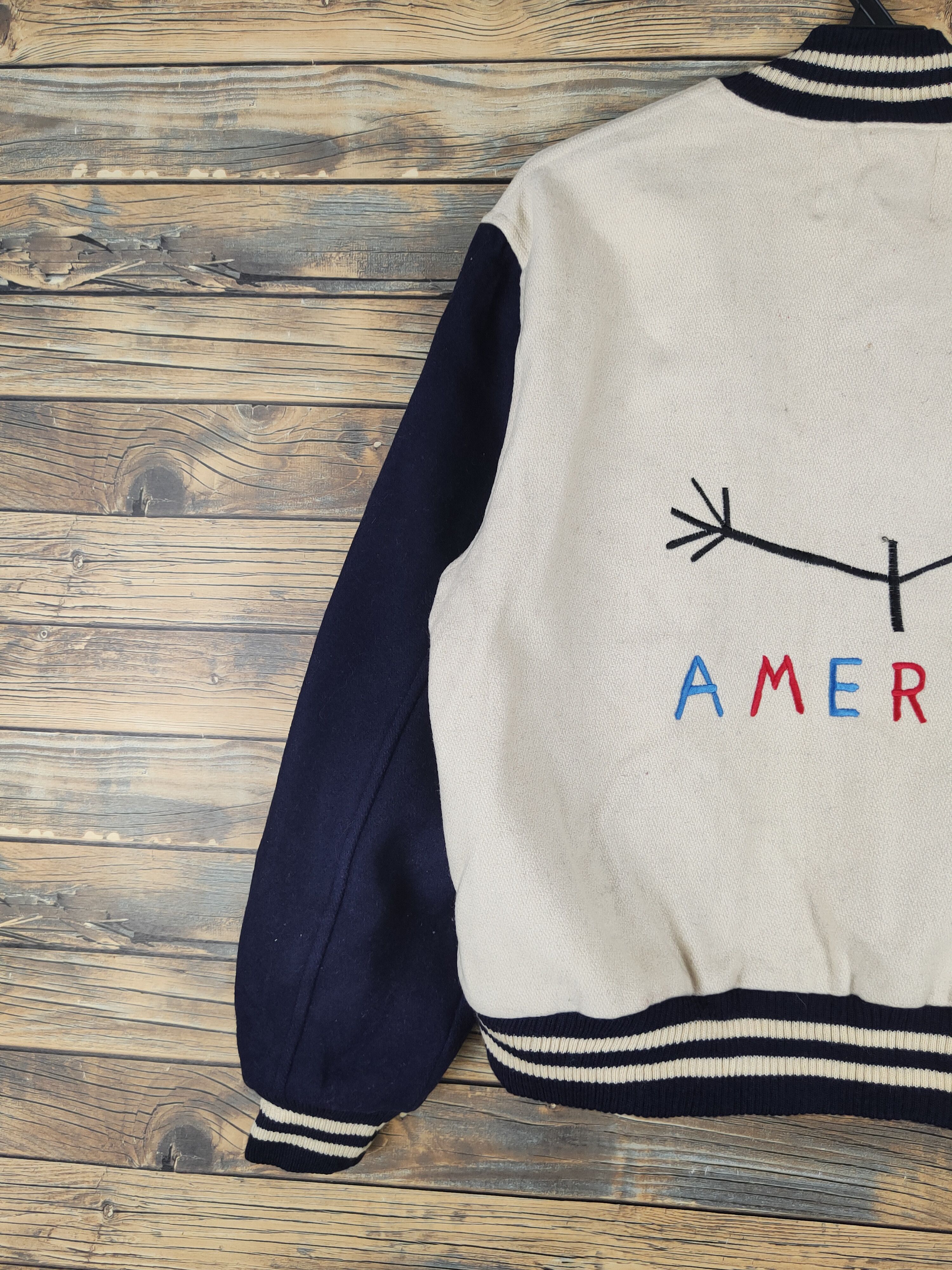 Japanese Brand Danny First Navy Cream Varsity Jackets #W1071 Size US S / EU 44-46 / 1 - 2 Thumbnail