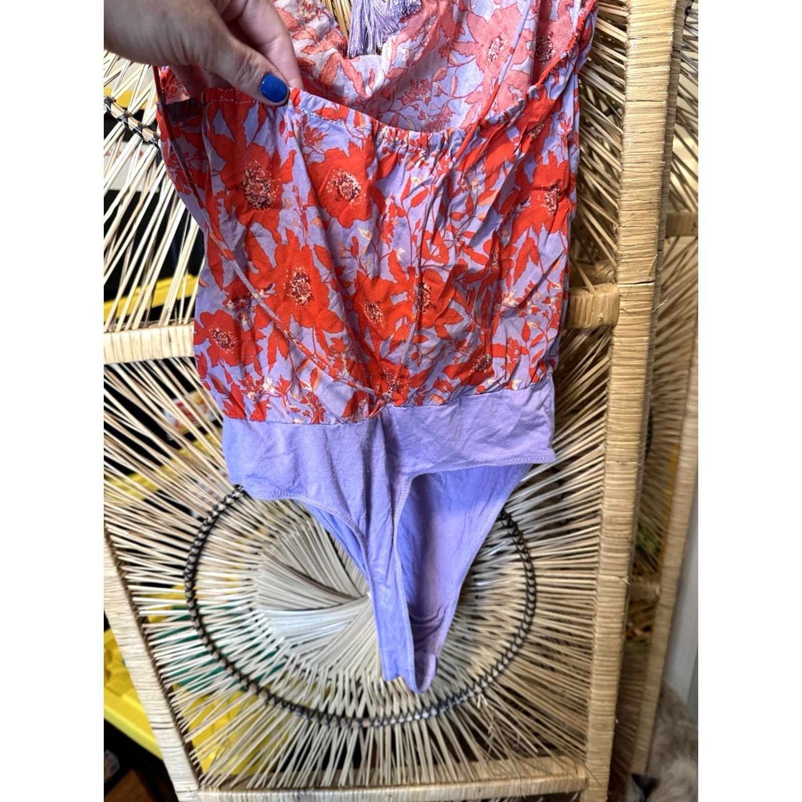Free People Free People Women’s Liza Halter Bodysuit Wisteria Floral Tassel Top Small XS? Size S / US 4 / IT 40 - 7 Thumbnail
