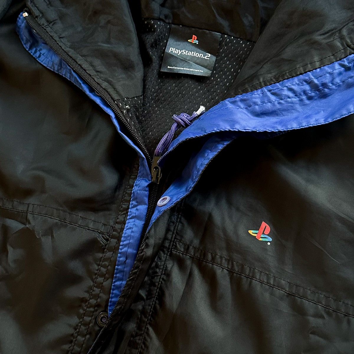 image of Vintage Playstation 2 Windbreaker Half Zip in Black, Men's (Size XL)