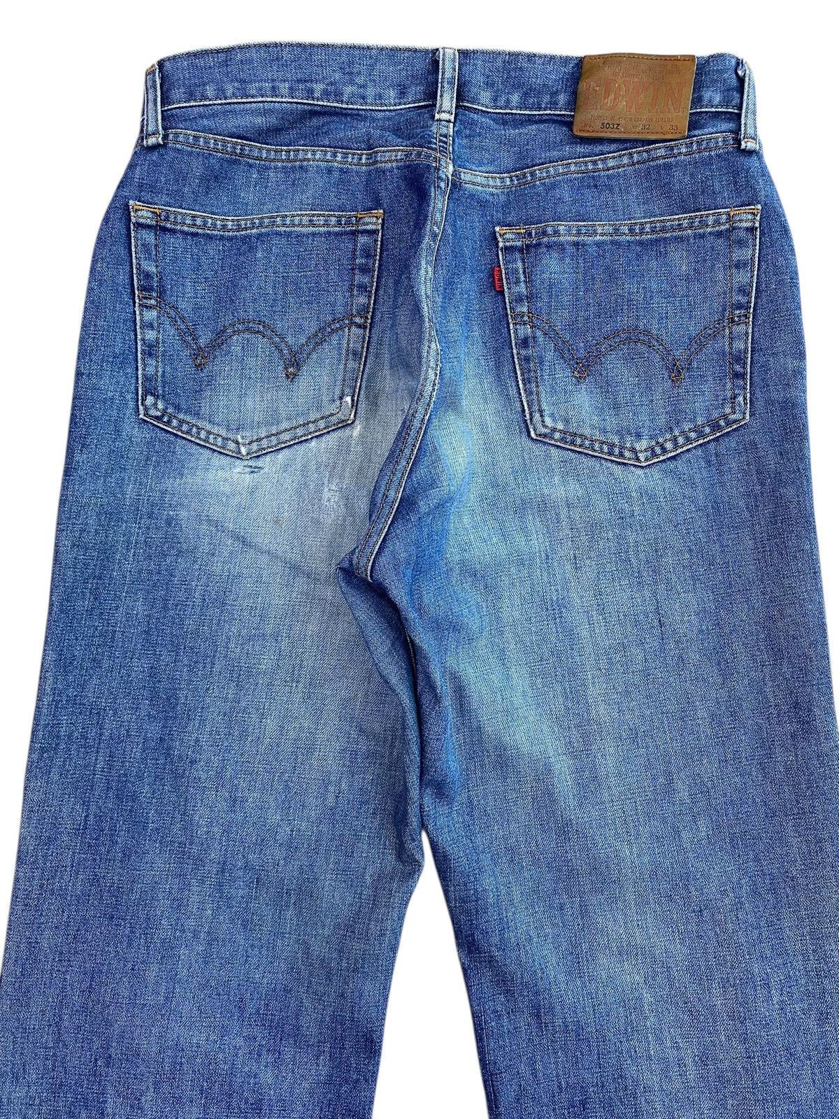 Edwin Edwin 503 Whiskers Blue Wash Style Loose Jeans Size US 30 / EU 46 - 4 Thumbnail