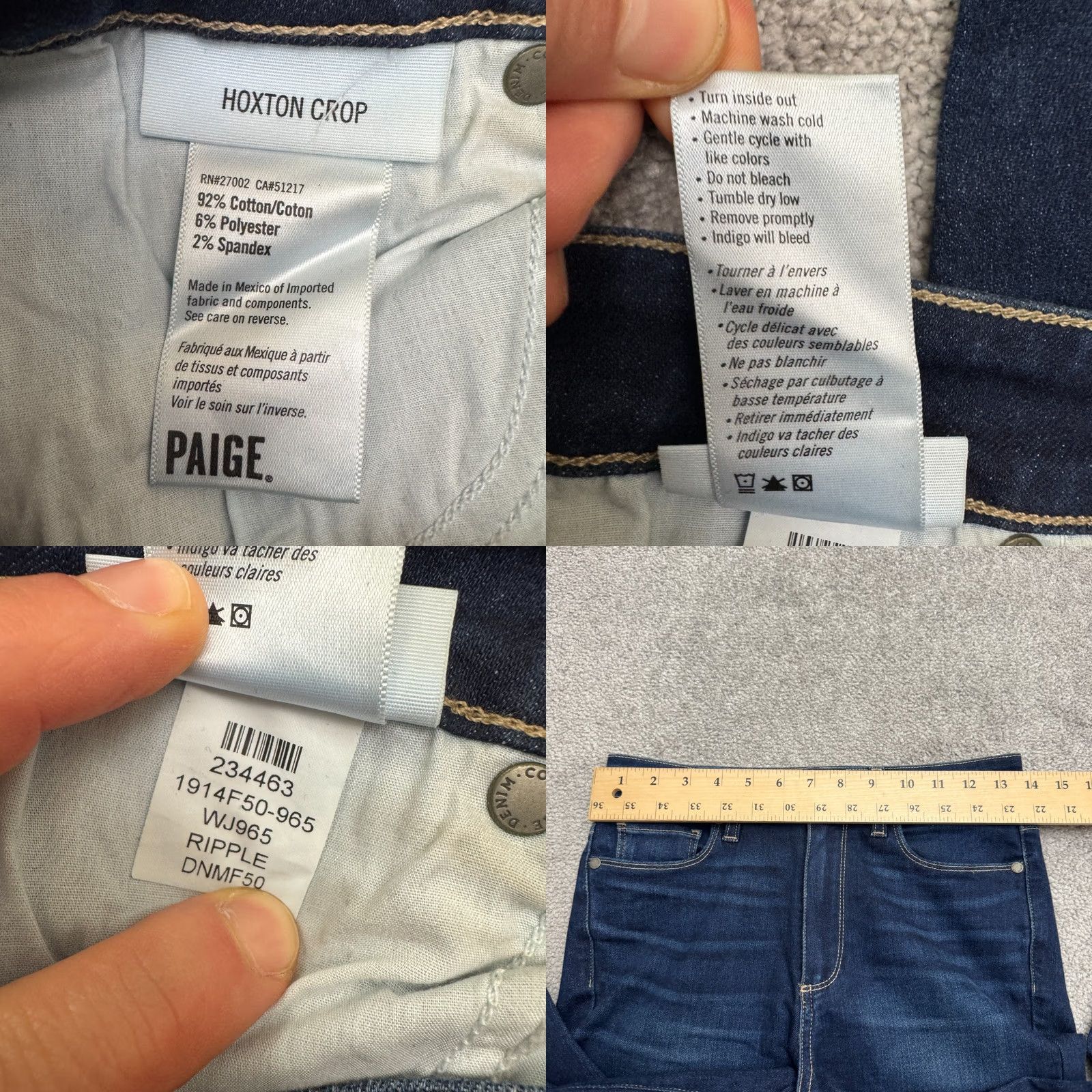 Paige Paige Hoxton Crop High Rise Skinny Jeans Womens 27 Blue Dark Wash Denim Stretch Size 27" / US 4 / IT 40 - 8 Thumbnail
