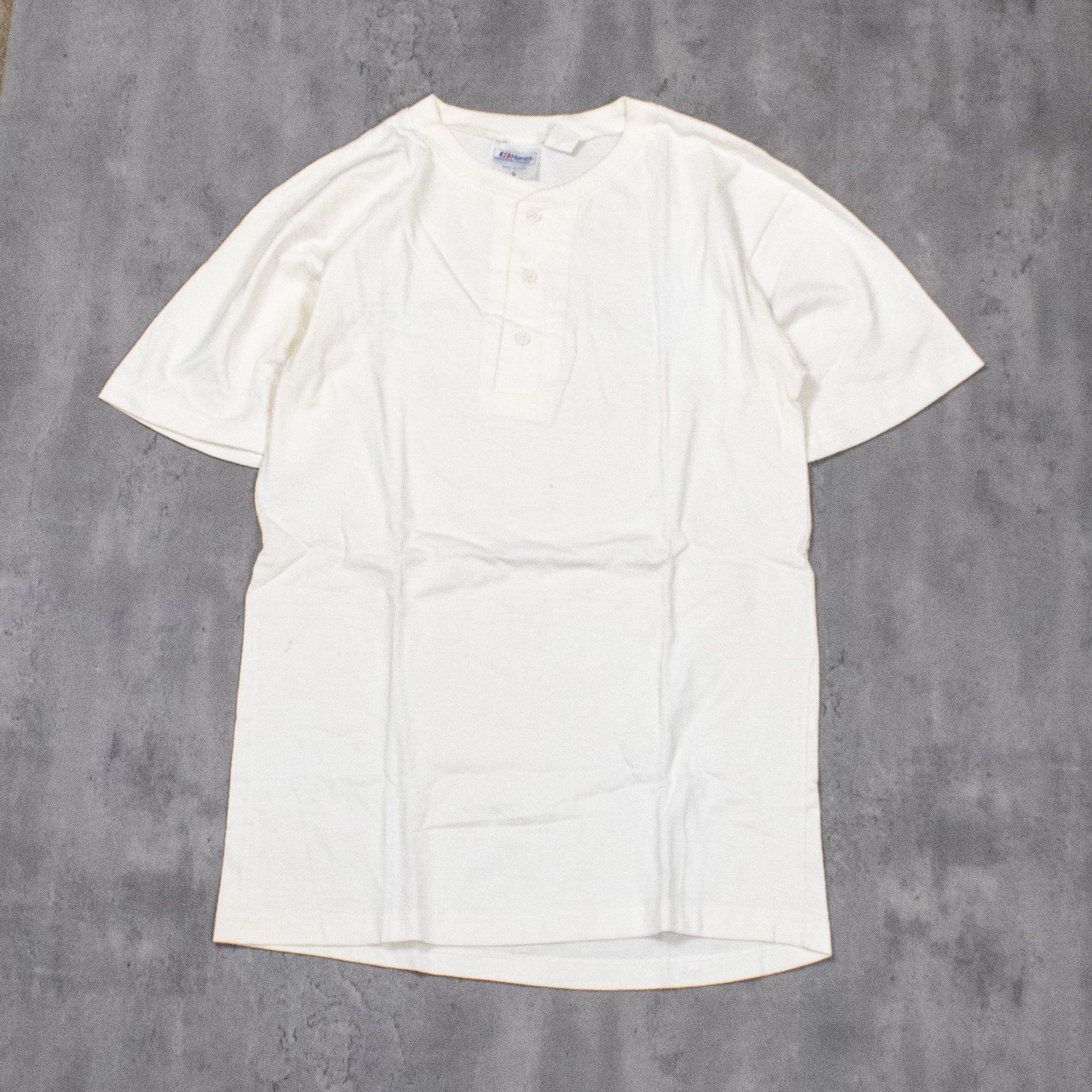 Hanes × Vintage Vintage 1990’s Hanes Henley Blank Thrashed White Tee Size US S / EU 44-46 / 1 - 3 Thumbnail