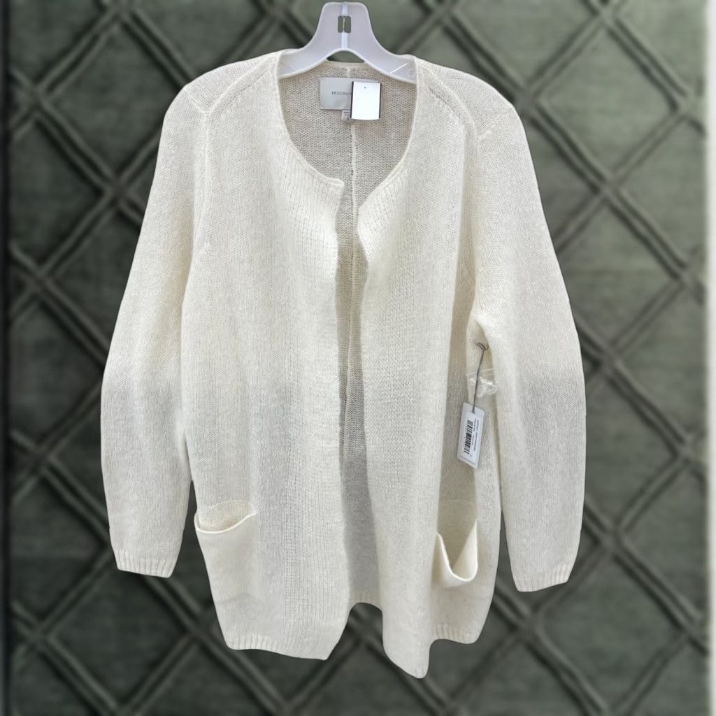 BROCHU WALKER Women's S Ivory Alpaca Open Front Cardigan