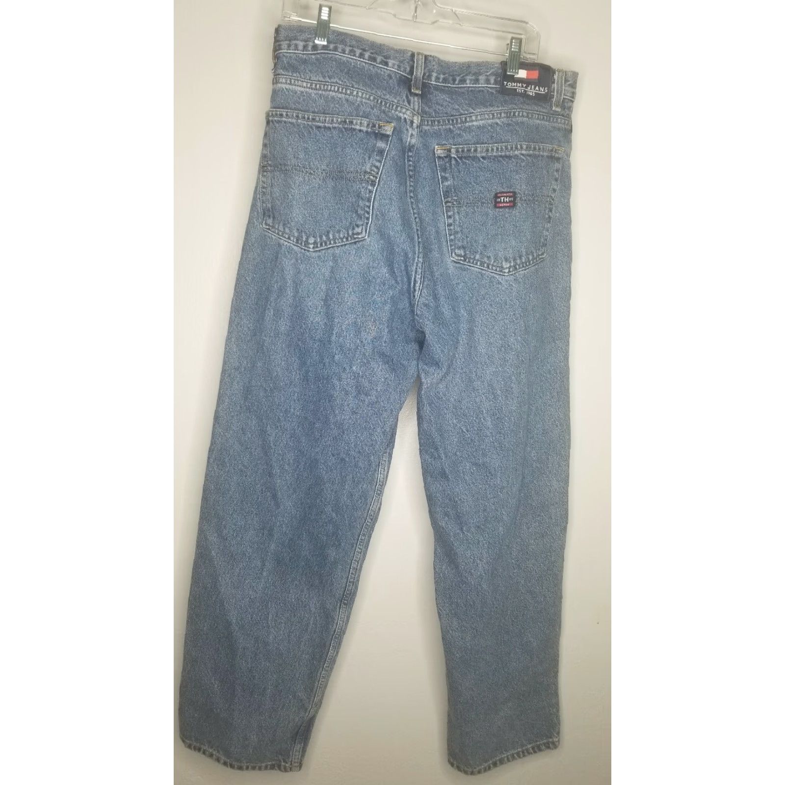 Tommy Hilfiger VINTAGE Tommy Hilfiger Jeans 36X32 Denim Blue Mens 90s Big Flag Straight Jeans Size US 36 / EU 52 - 4 Thumbnail