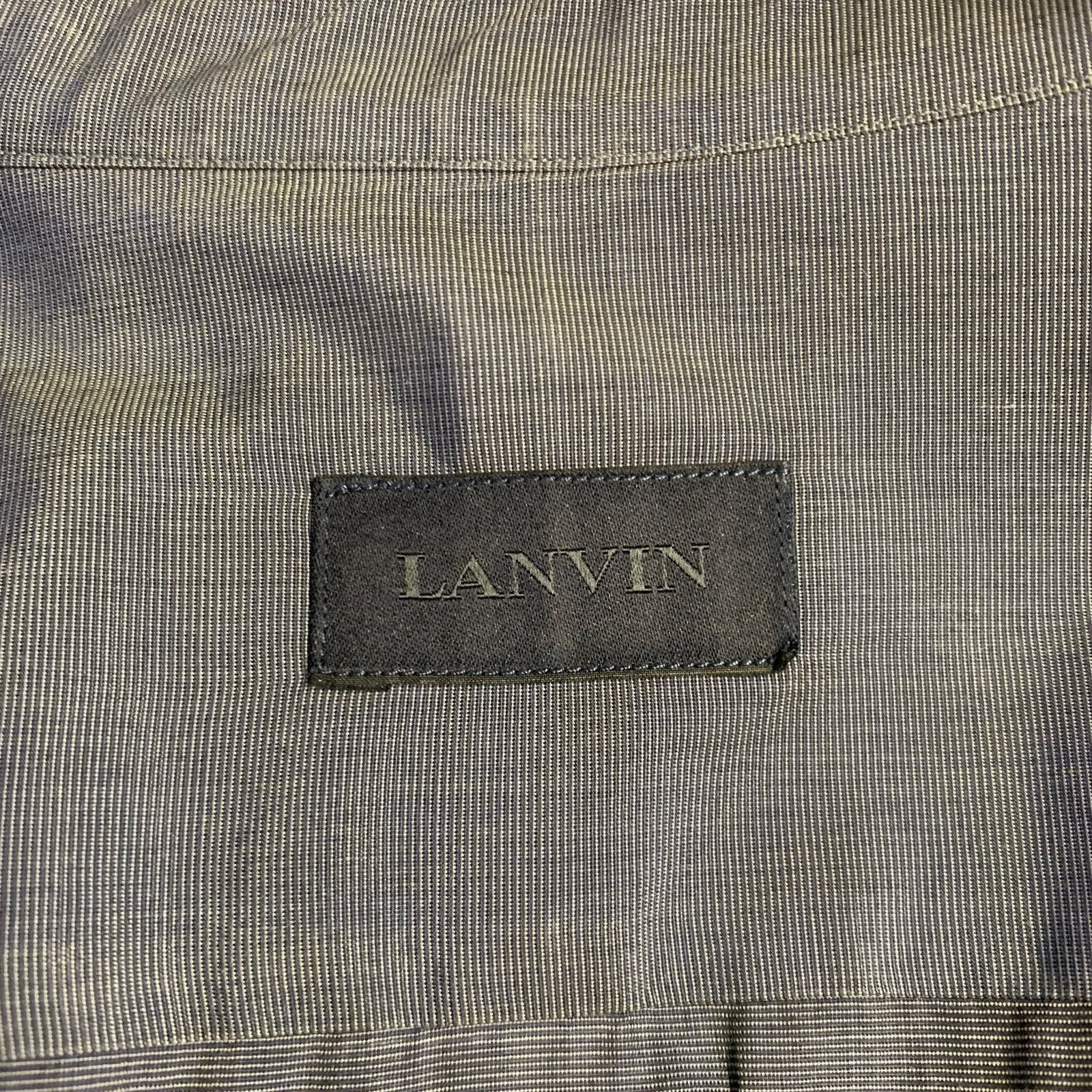 Lanvin Size M Navy Black Grid Cotton Button Up Long Sleeve Shirt Size US M / EU 48-50 / 2 - 5 Thumbnail