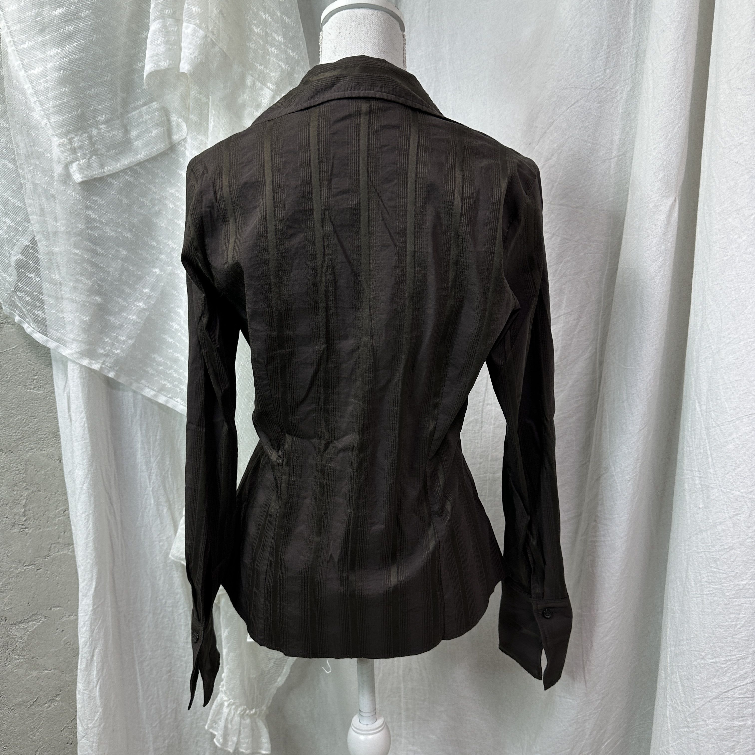 Vintage Vintage Classy Chocolate Brown Pinstripe Shirt Y2K Size M / US 6-8 / IT 42-44 - 3 Thumbnail
