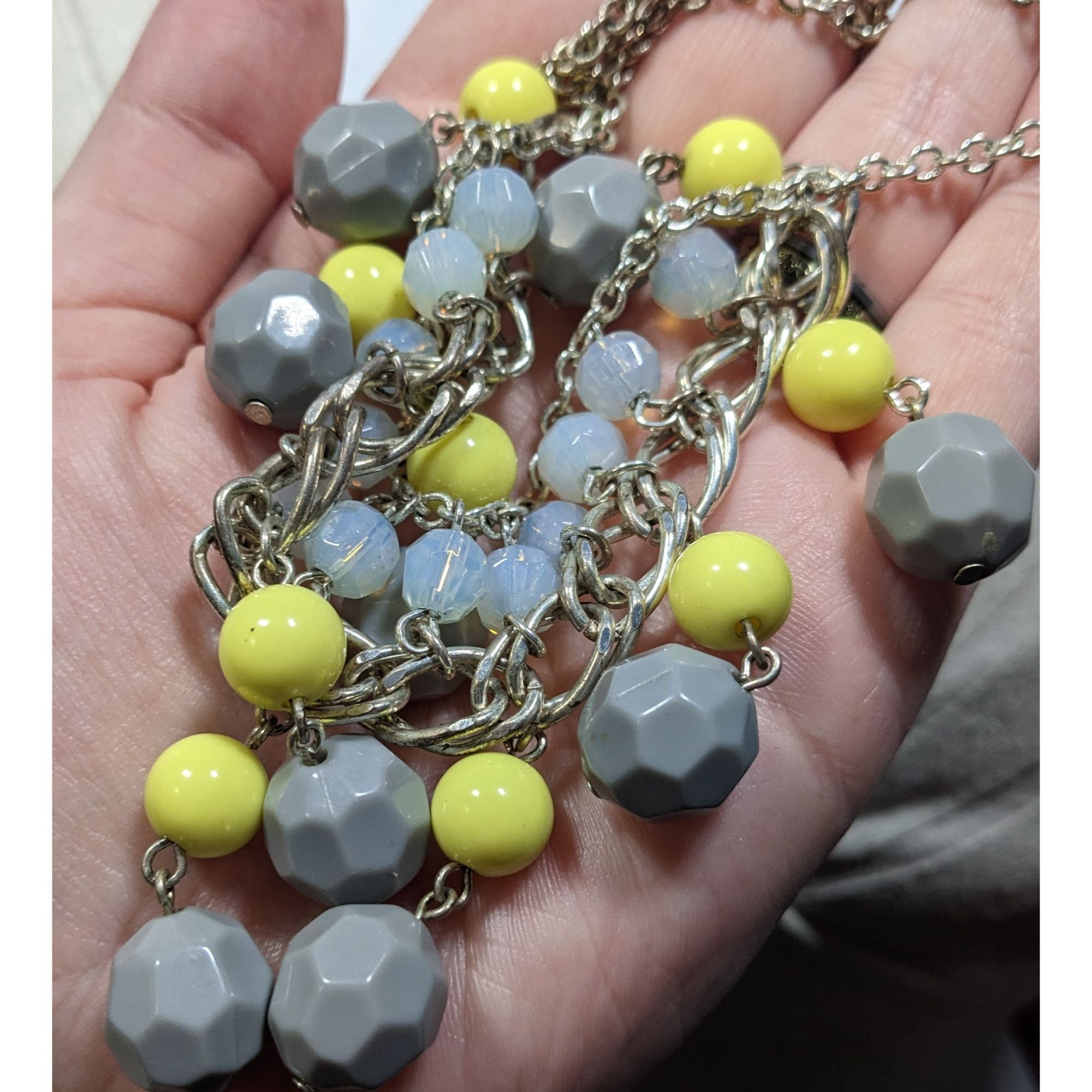 Other Avon Grey And Yellow Beaded Fringe Bib Necklace Size ONE SIZE - 3 Thumbnail