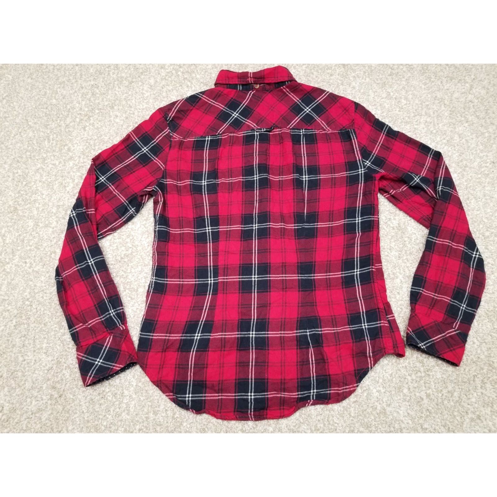 H&M H&M L.O.G.G. Shirt Womens 6 Red Plaid Flannel Button-Up Long Sleeve Casual Shirt Size M / US 6-8 / IT 42-44 - 5 Thumbnail