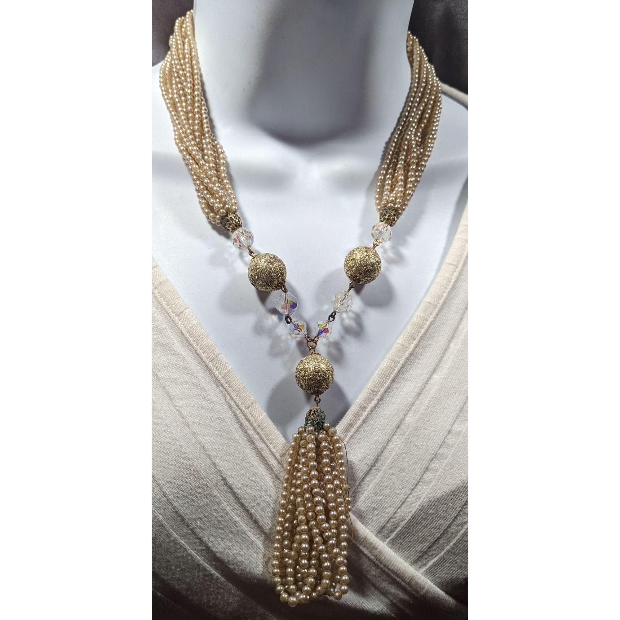 Other Vintage Gold Tone Faux Pearl Beaded Y Necklace Size ONE SIZE - 8 Thumbnail