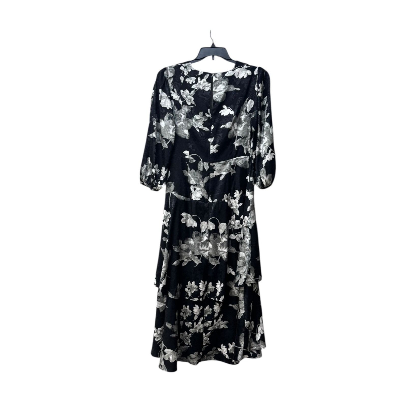 Calvin Klein Calvin Klein Printed Midi Tiered Dress, Black/Silver, Sz. 10 Size M / US 6-8 / IT 42-44 - 13 Thumbnail