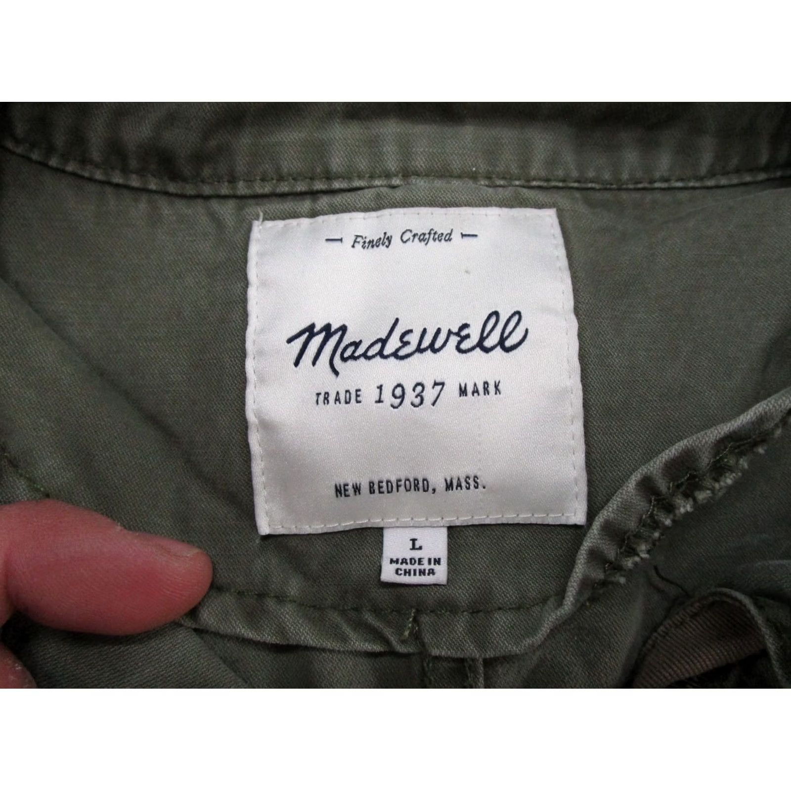 Madewell Madewell Military Style Utility Jacket Olive Green Full Zip Womens L Pockets Size L / US 10 / IT 46 - 2 Thumbnail