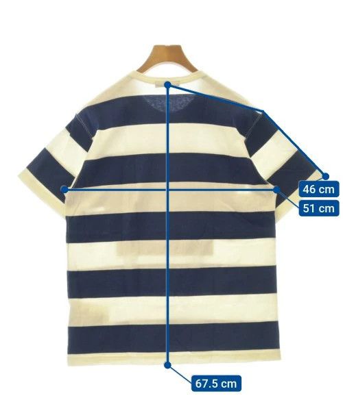 Comme des Garcons Homme T-Shirts Cotton Border Short Sleeve Patch Pattern White Navy Size US S / EU 44-46 / 1 - 3 Thumbnail