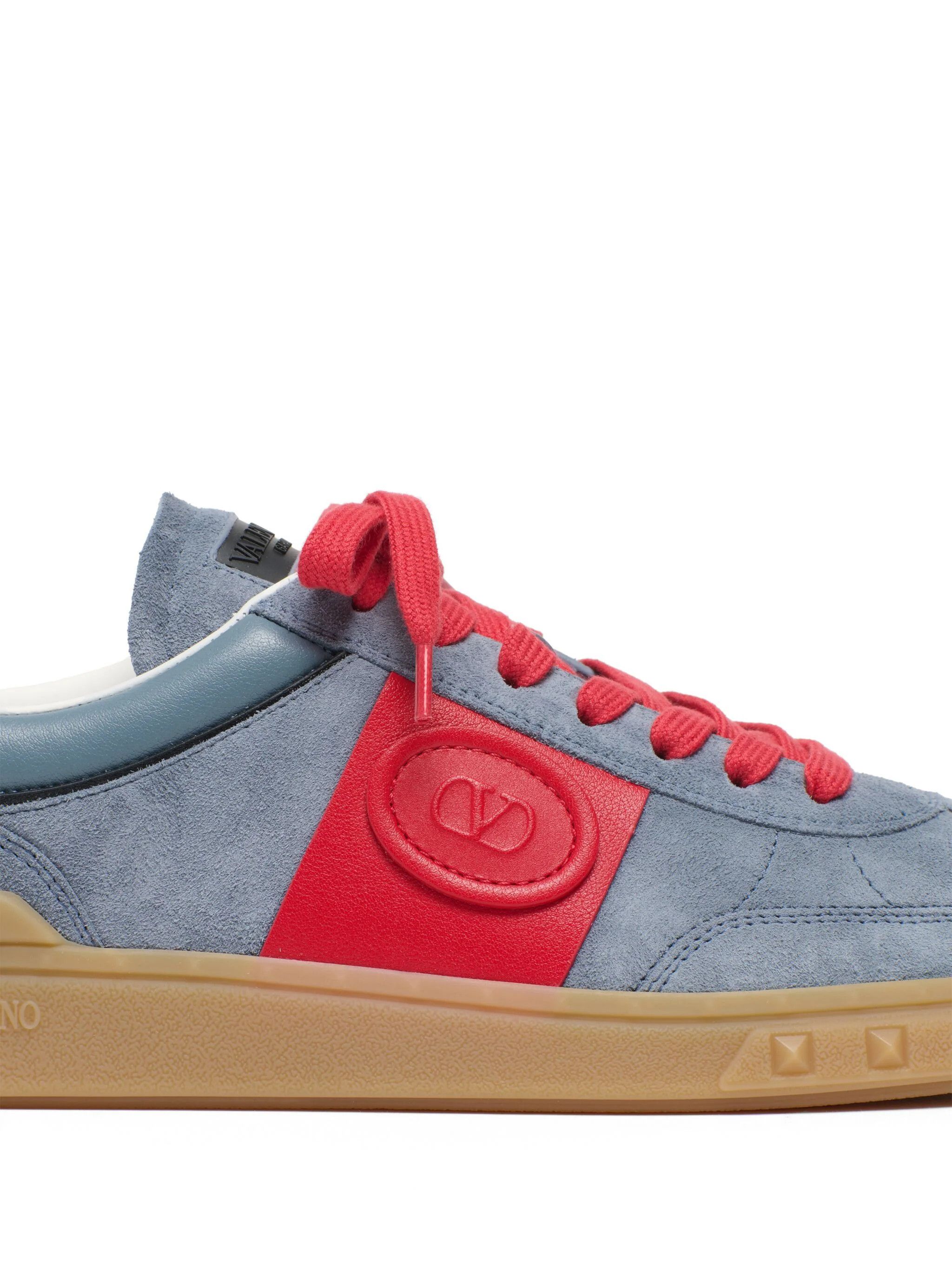 Valentino o1s22i1n1224 Suede Leather Low-Top Sneakers in Blue Red Size US 11 / EU 44 - 7 Thumbnail