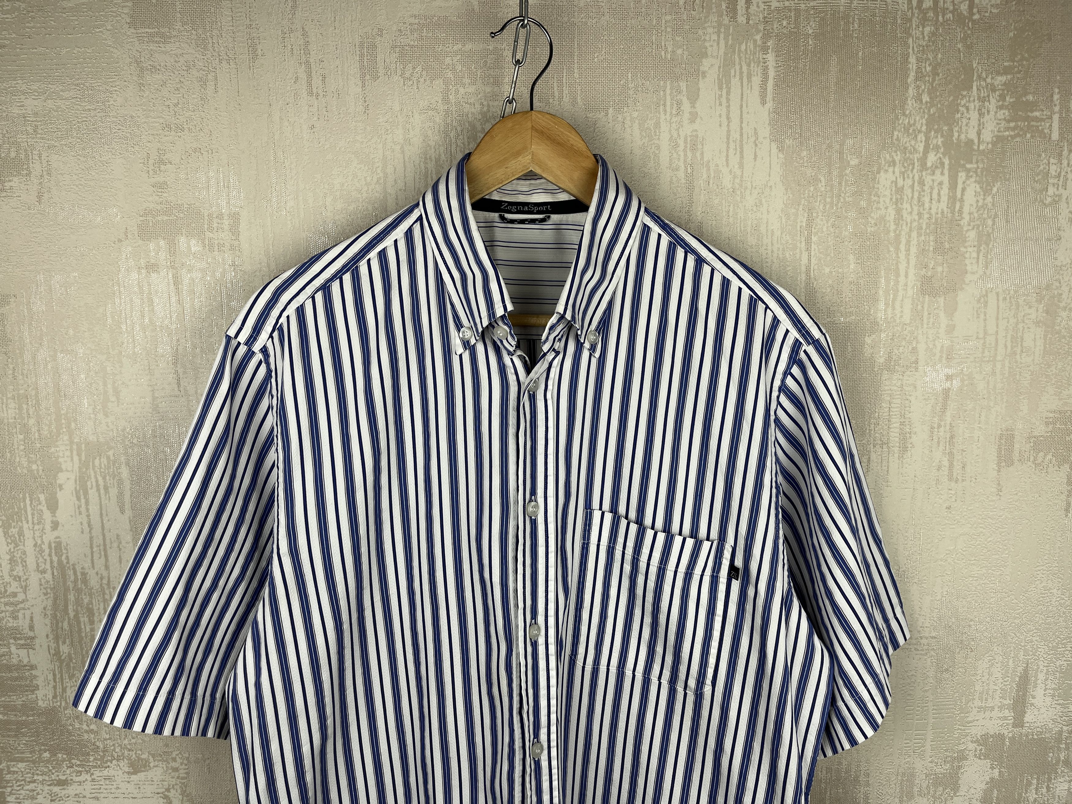 Ermenegildo Zegna Zegna Sport Striped Short Sleeve Shirt Cotton Button Down Size US L / EU 52-54 / 3 - 3 Thumbnail