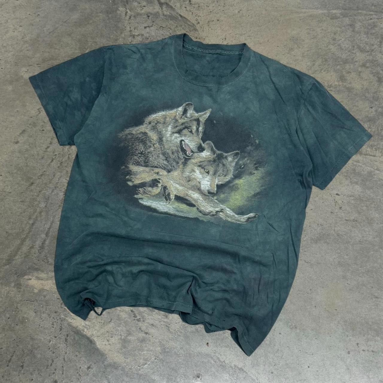 The Mountain × Vintage Vintage 90s The Mountain Distressed Wolf T-Shirt Size US L / EU 52-54 / 3 - 1 Thumbnail
