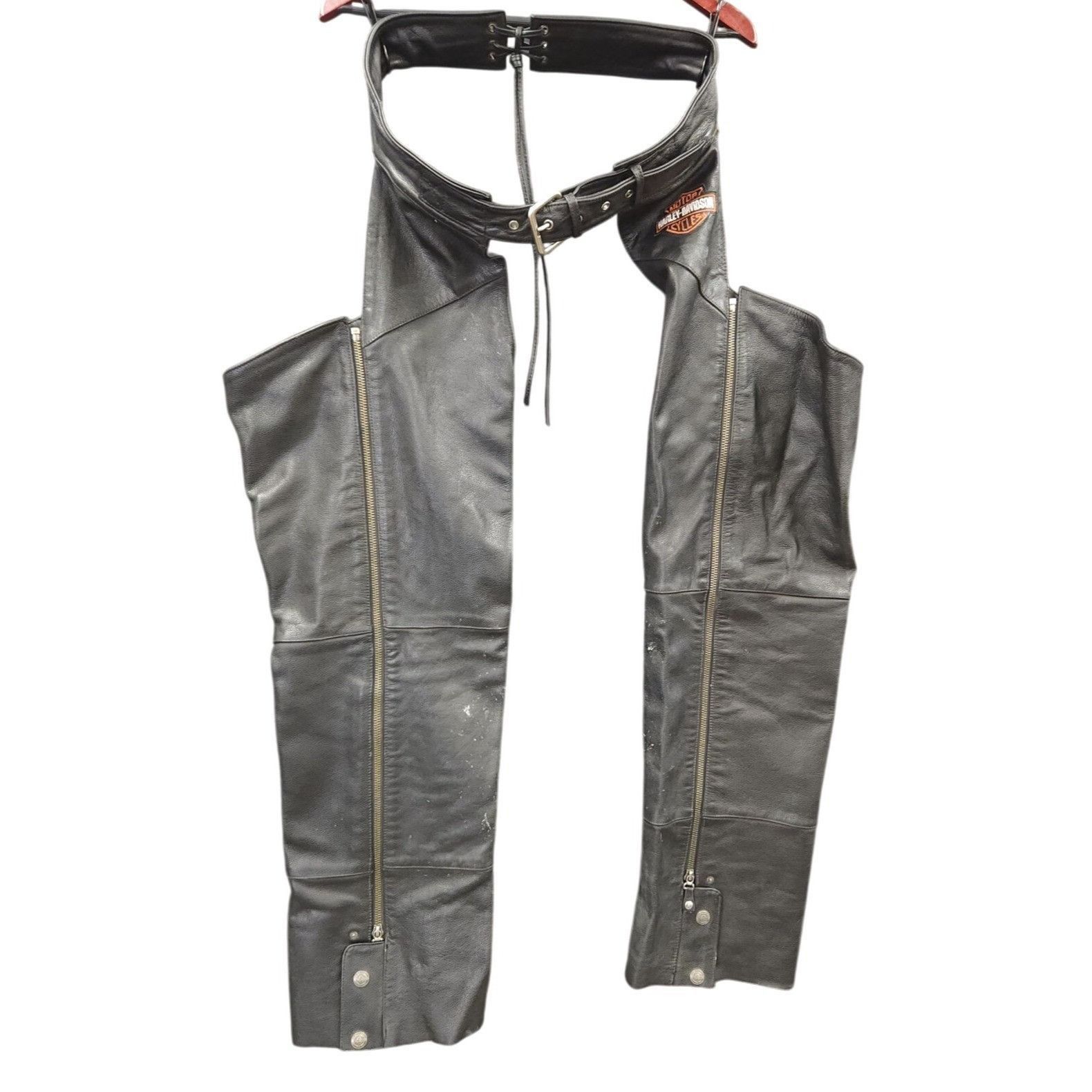 Harley Davidson Harley-Davidson Leather Motorcycle Riding Chaps Black Men’s Size US M / EU 48-50 / 2 - 1 Thumbnail