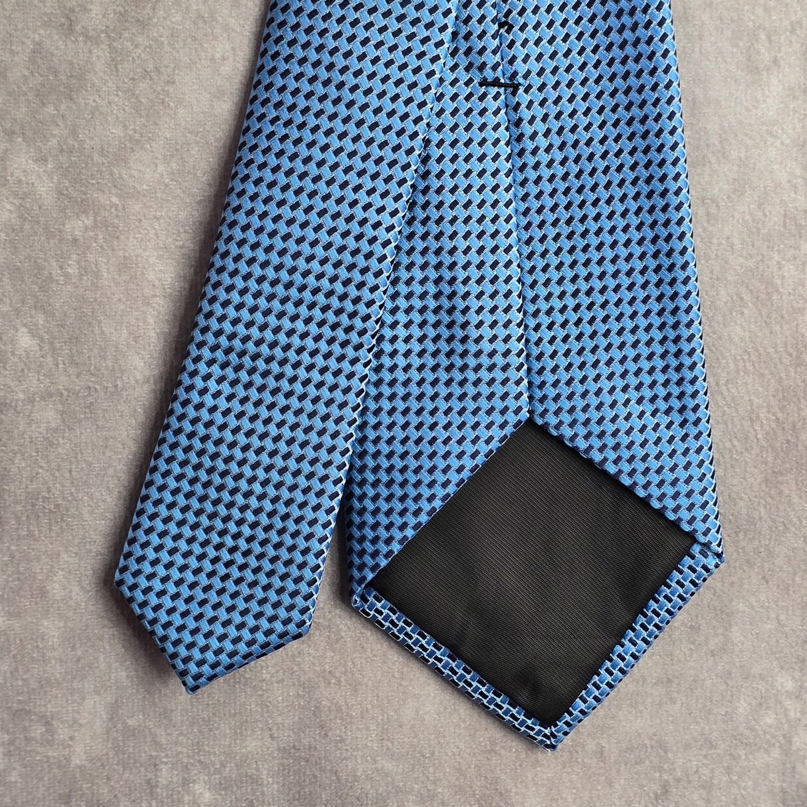 Jones New York Jones New York Blue Silver Geometric Stripe Men's Neck Tie Size 28 - 6 Thumbnail
