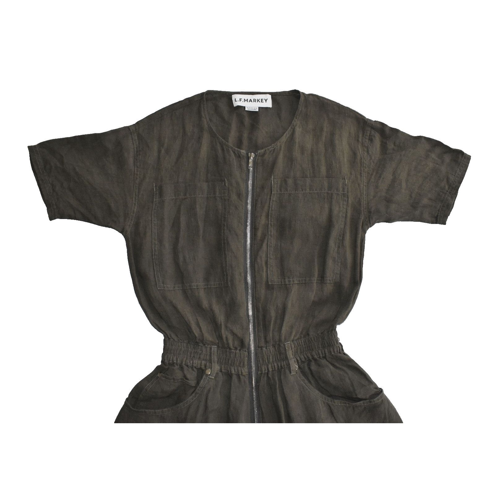 L.F. Markey NWoT L F MARKEY Olive Linen Chest Pockets Jumpsuit Size 6 Size 28" / US 6 / IT 42 - 4 Thumbnail