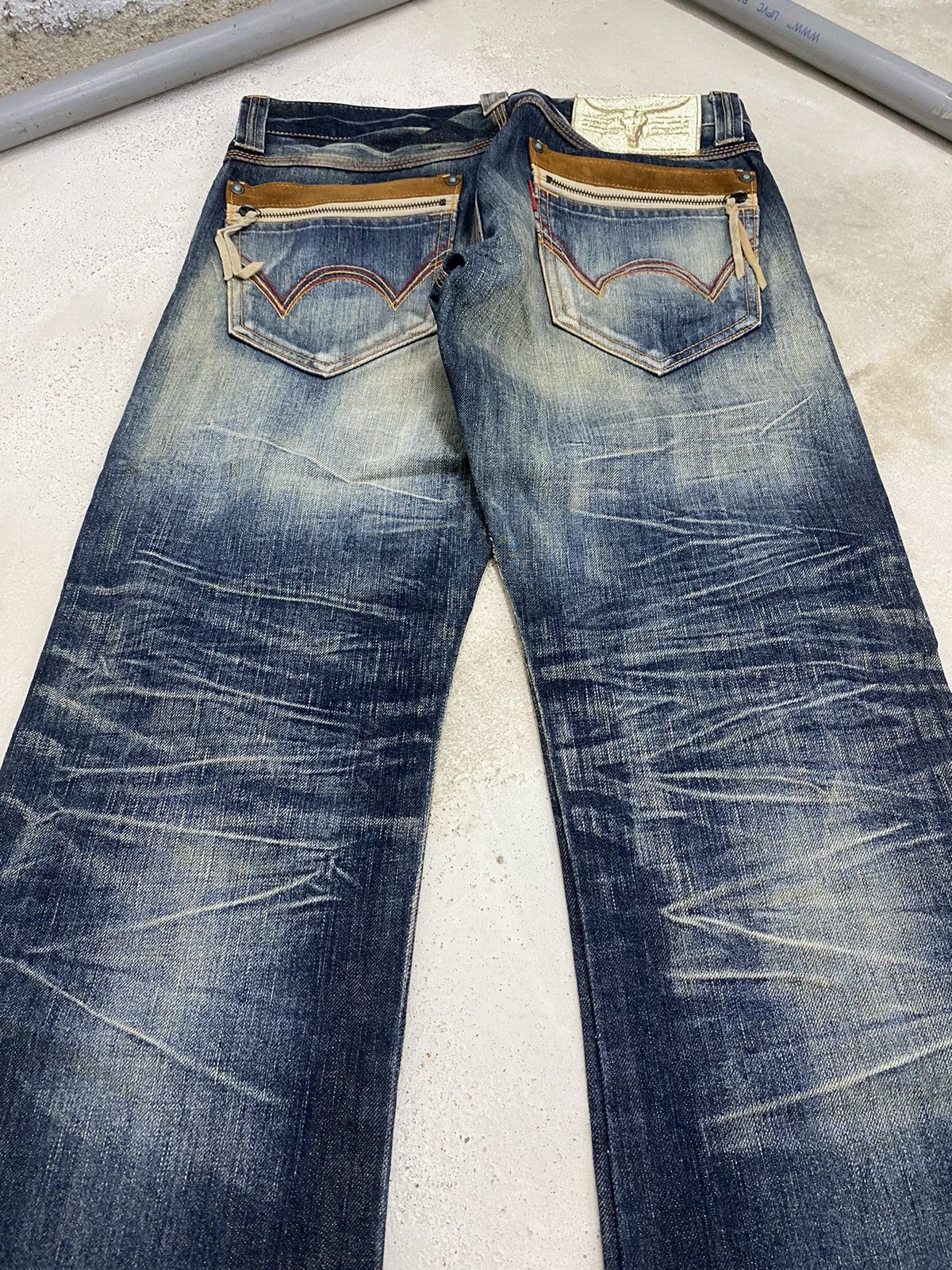 Edwin × Japanese Brand × Vintage Edwin Japan Blue Trip Zipper Pocket Rainbow Washed Usage Size US 34 / EU 50 - 10 Thumbnail