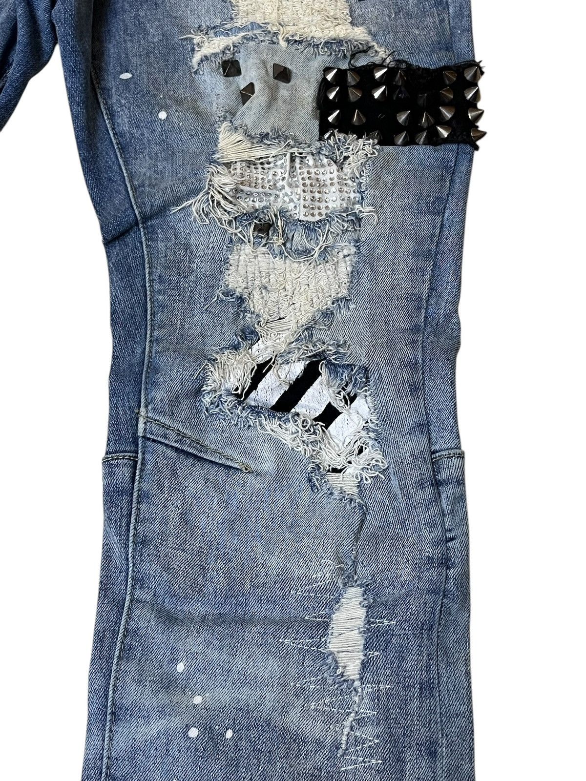 Japanese Brand SICK🔥SMOKE RISE DISTRESSED WITH STUDDED/SPIKE STYLE JEANS Size US 33 - 3 Thumbnail