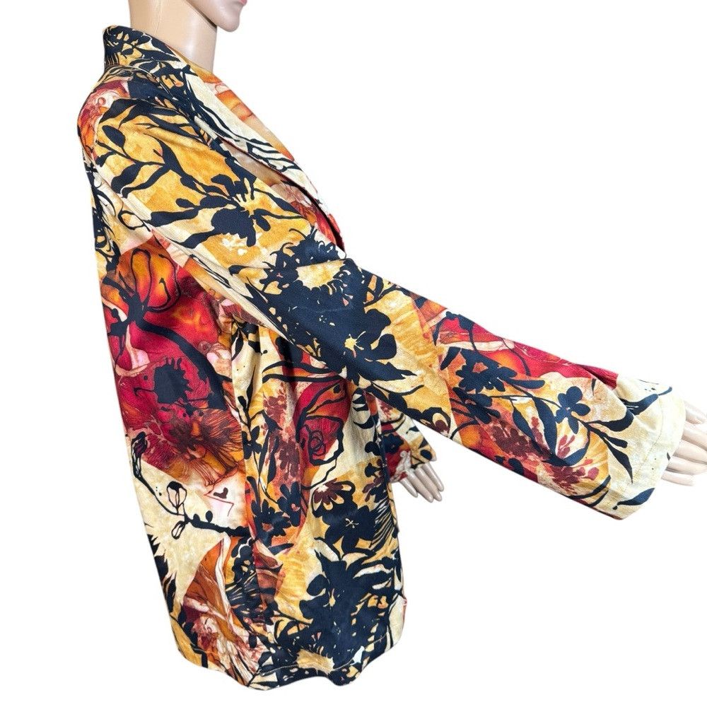 Chicos Additions By Chico's Cotton Long Sleeve Leaves Print Jacket Size L / US 10 / IT 46 - 3 Thumbnail