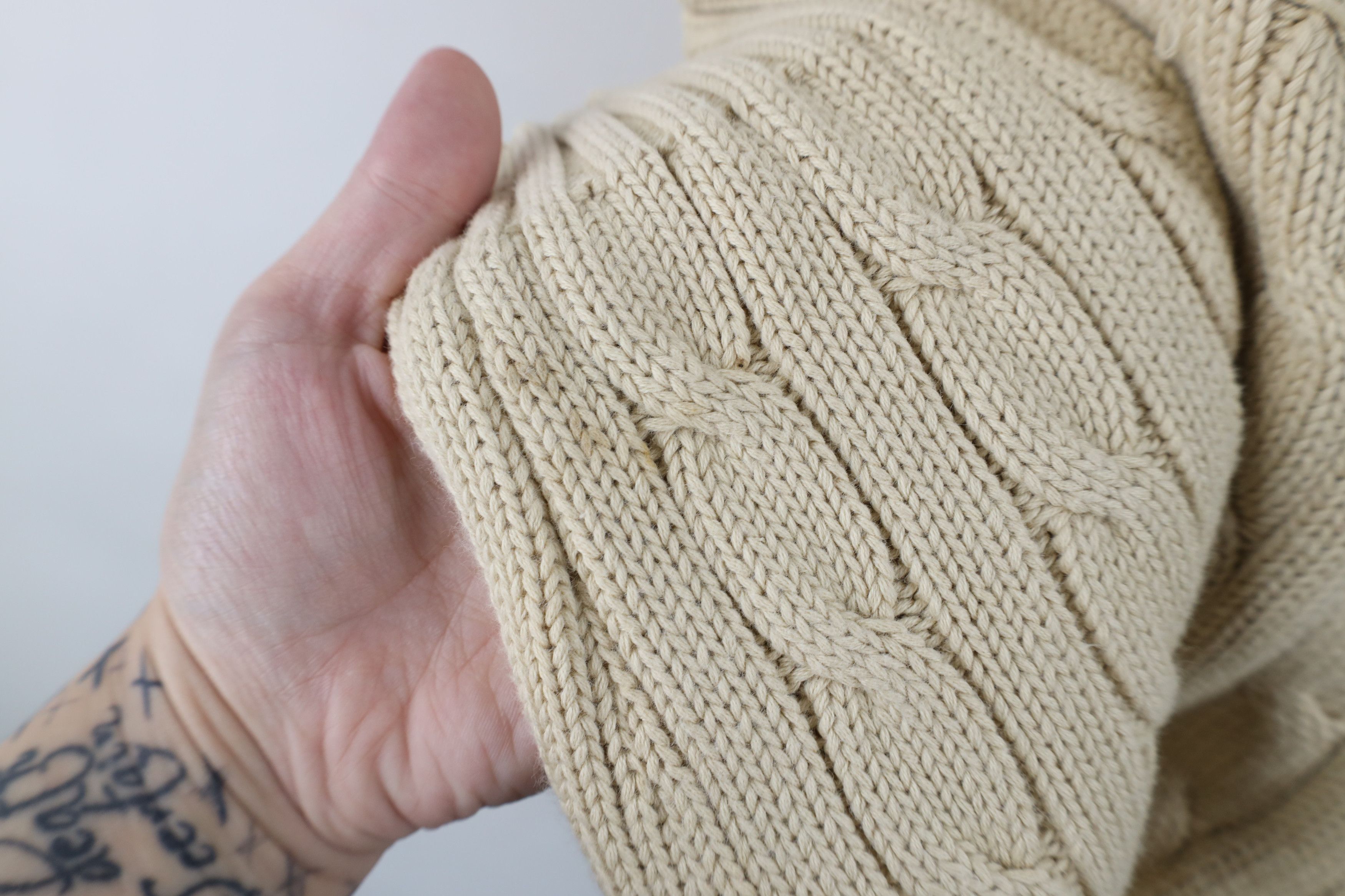 Ralph Lauren Vintage 90s Ralph Lauren Cotton Cable Knit Sweater Beige Size US XXL / EU 58 / 5 - 10 Thumbnail