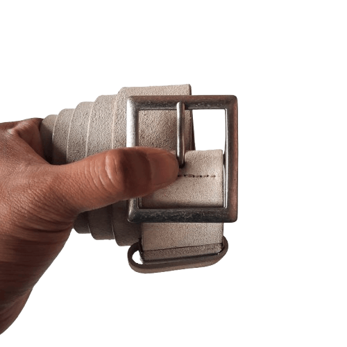 Japanese Brand ⚒️ Garrison punk style white suede leather belt Size ONE SIZE - 2 Thumbnail