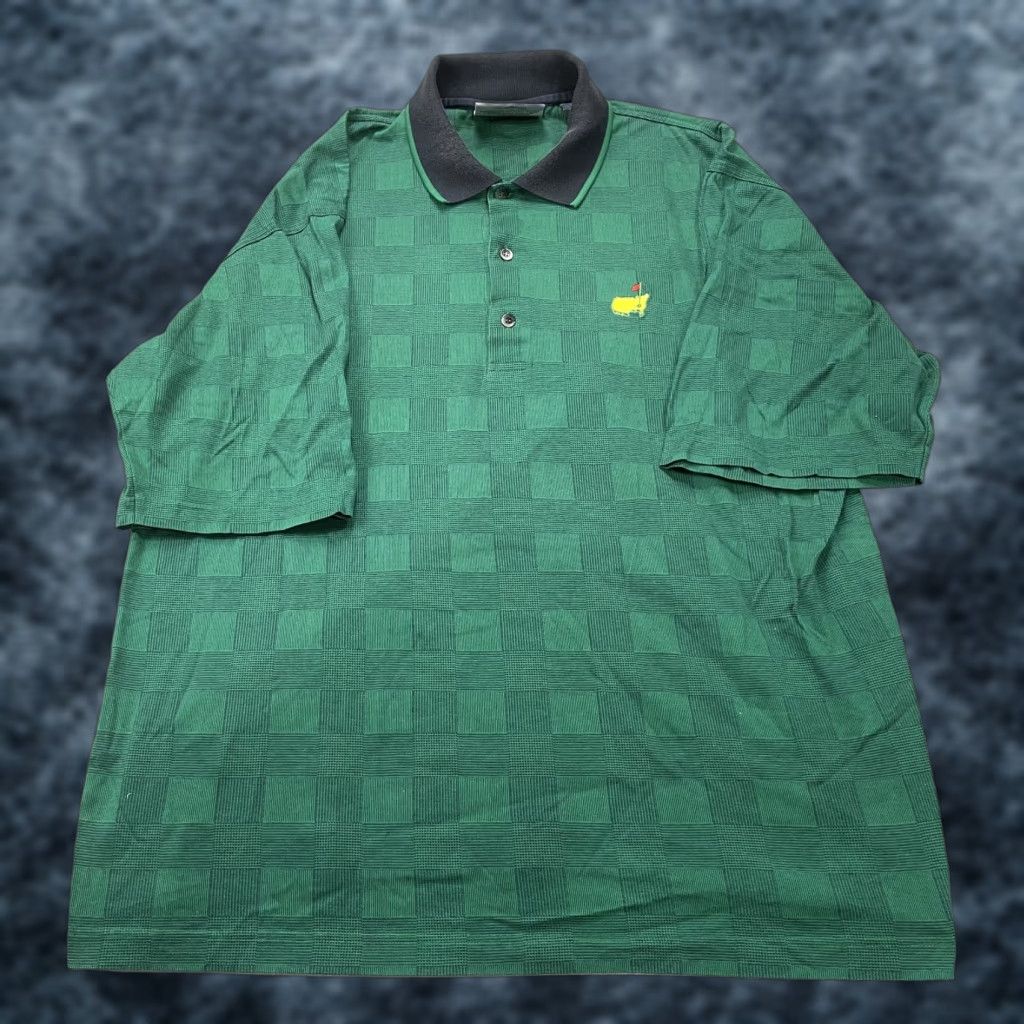 VINTAGE Slazenger Masters Golf Polo Shirt Mens L Green Polo 90s Golf Shirt Mens L Green Slazenger Augusta Cotton 90s