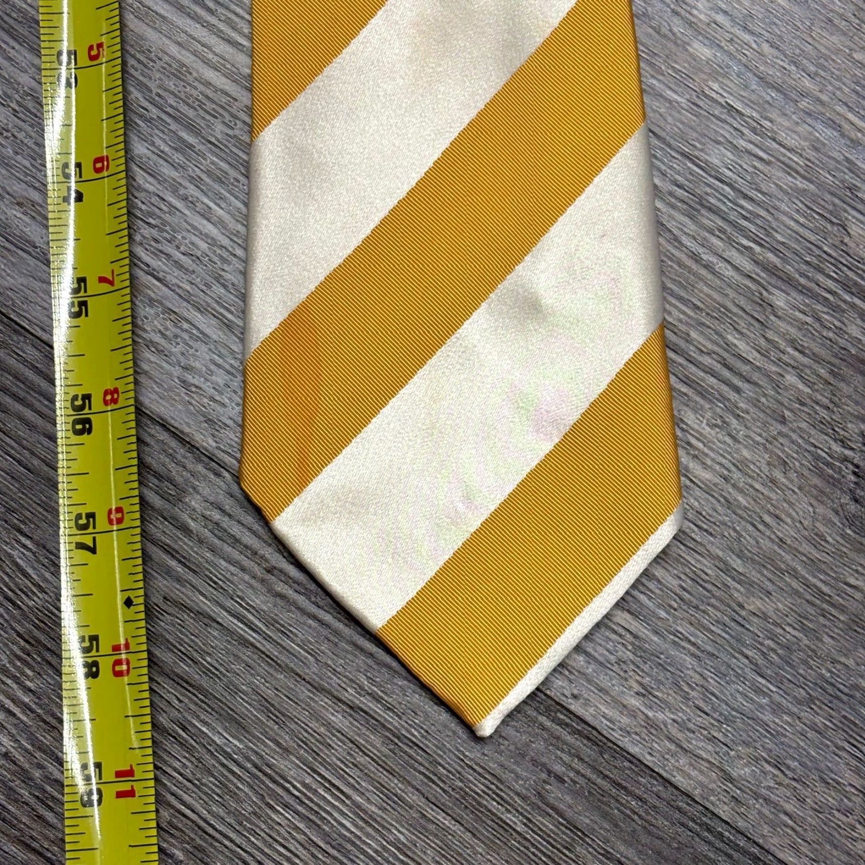 Charles Tyrwhitt Charles Tyrwhitt White Yellow Striped Mens 59" Silk Blend Business Neck Tie Size ONE SIZE - 6 Thumbnail