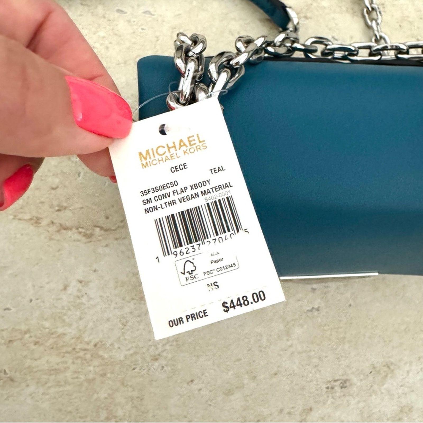 Michael Kors NWT! MICHAEL KORS Cece Teal Handbag, Small, MSRP.$448 Size ONE SIZE - 6 Thumbnail