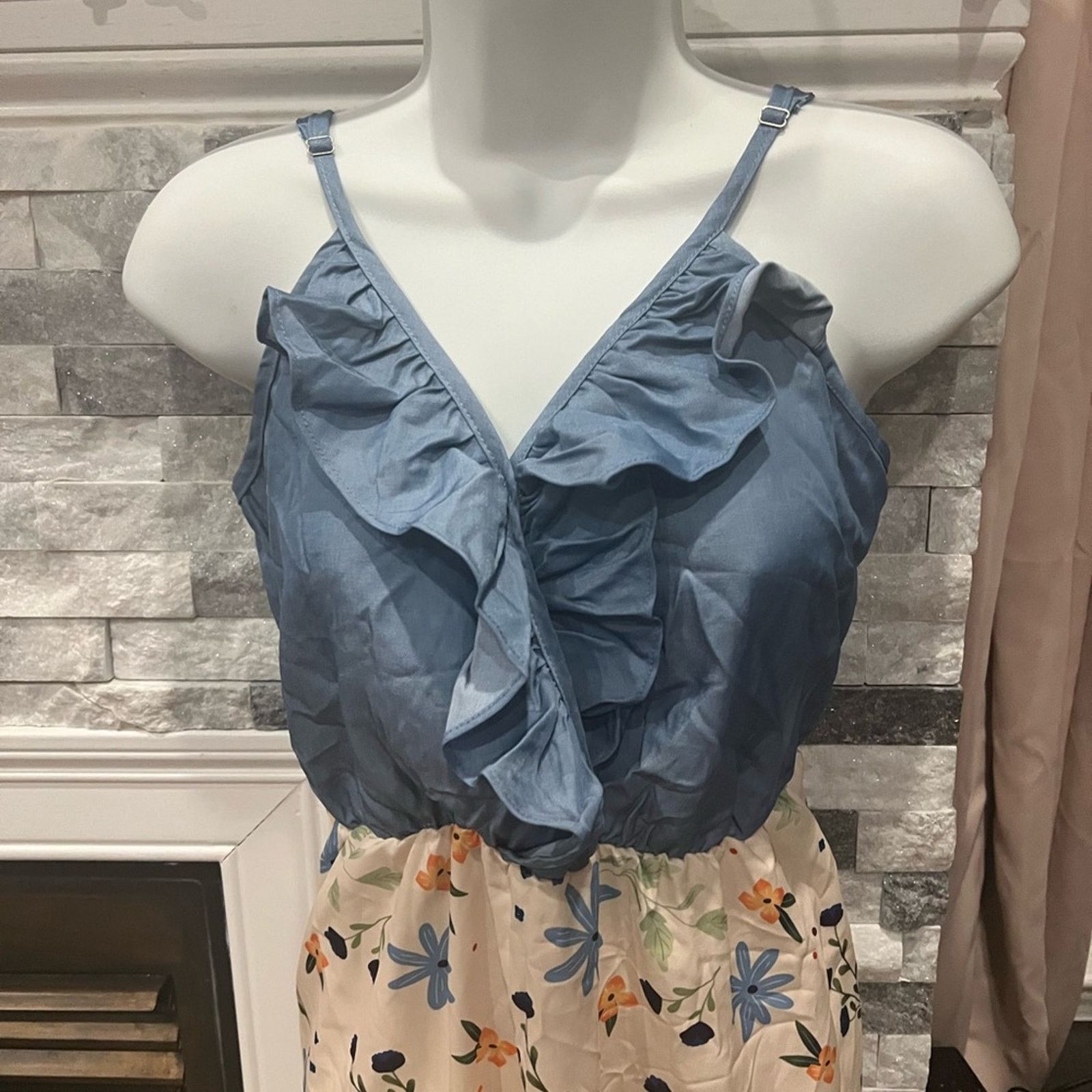 & Other Stories Chicmatchy Blue & Cream Floral Maxi Dress | Size Small Size 28" / US 6 / IT 42 - 5 Thumbnail