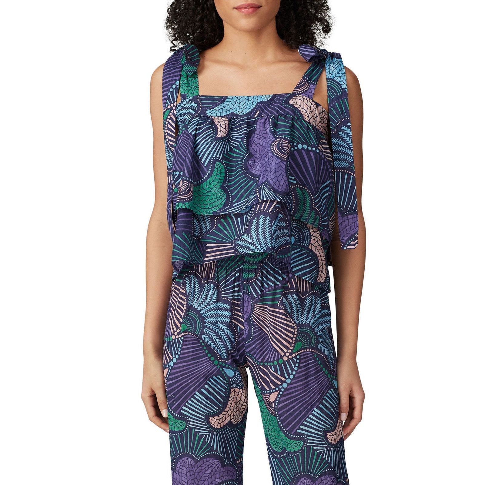 Other Warm 3/Large Purple Floral Tie Strap Square Neck Tank Top Size L / US 10 / IT 46 - 1 Thumbnail