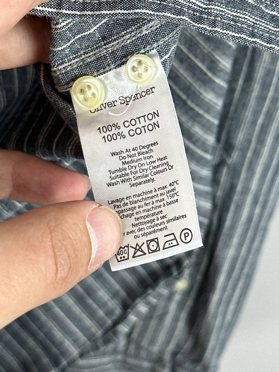 Oliver Spencer Oliver Spencer Luxury Cotton Casual Shirt Grey Size US L / EU 52-54 / 3 - 10 Thumbnail
