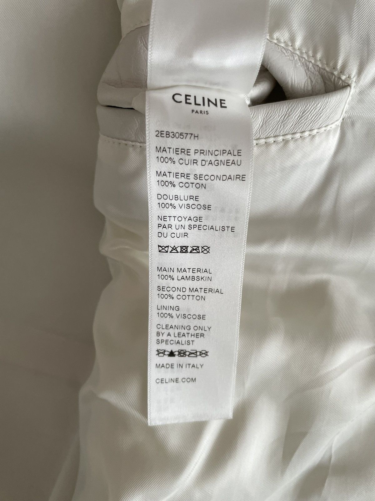 Celine × Hedi Slimane SS22 White Hooded Leather Bomber Mesh Panneling Size US S / EU 44-46 / 1 - 24 Thumbnail
