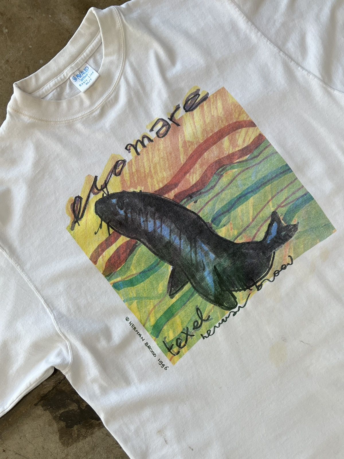Vintage Vintage 90s Herman Brooo Fish Art Tee XL Size US XL / EU 56 / 4 - 1 Thumbnail