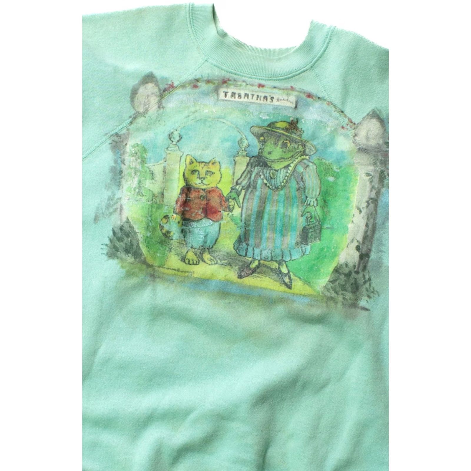 Tultex VINTAGE Tultex Sweatshirt Shirt Unisex Adults Large Green 1990s Frog Cat Painted Pullover Size US L / EU 52-54 / 3 - 2 Thumbnail