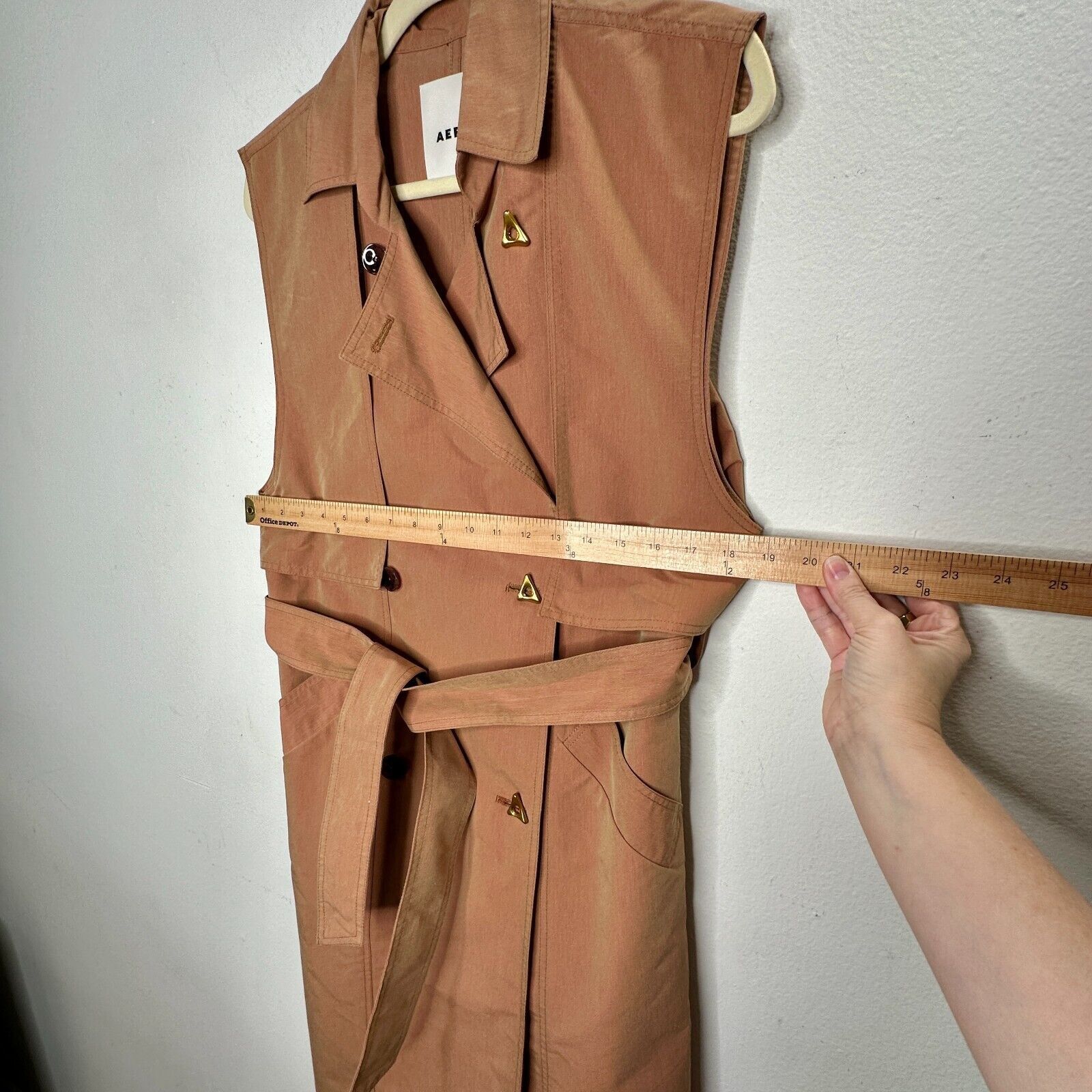 AERON Aeron Delray Peach Iridescent Sleeveless Button Trench Coat Size XS / US 0-2 / IT 36-38 - 13 Thumbnail