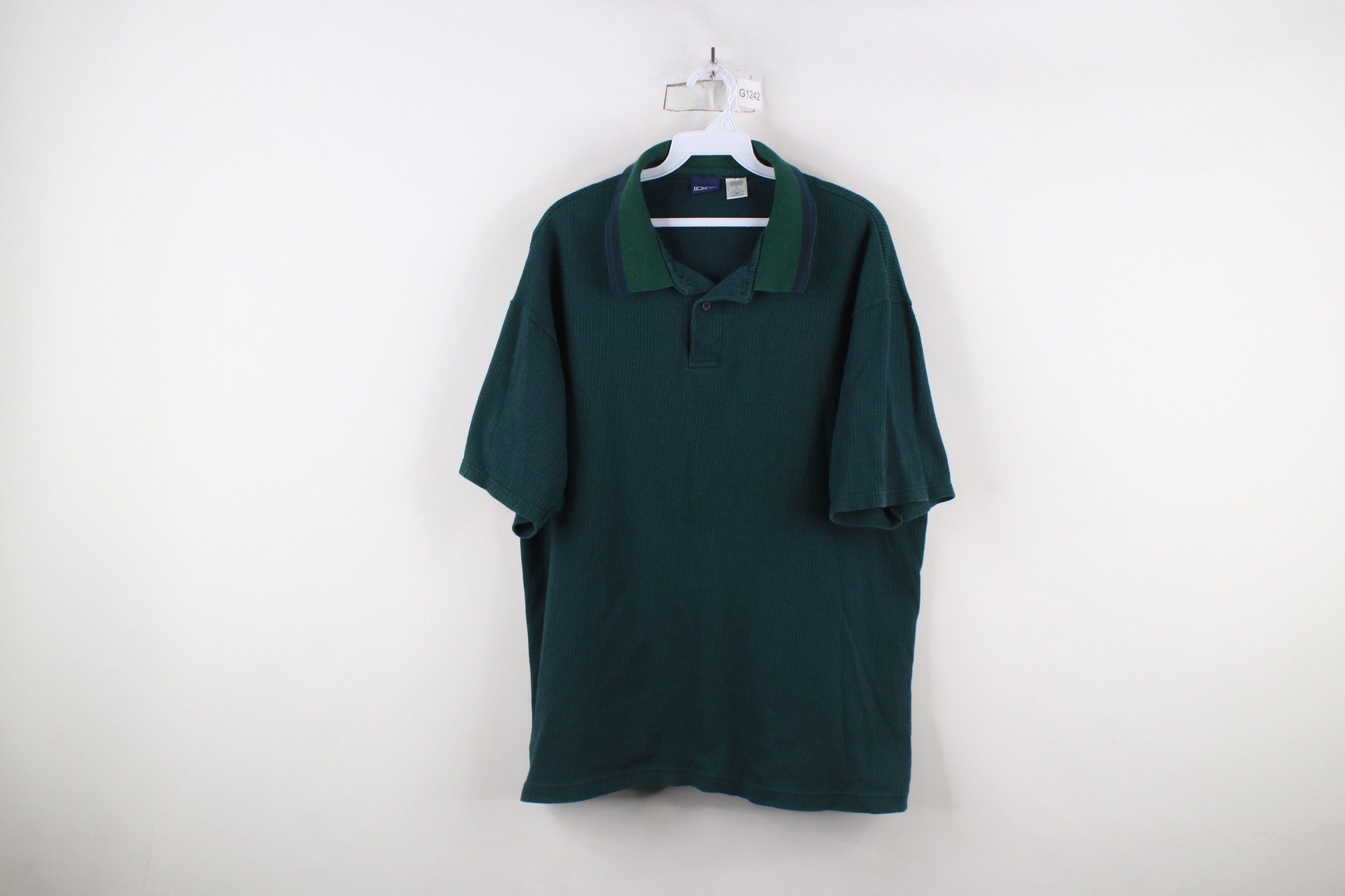 Vintage Vintage 90s Streetwear Striped Ribbed Knit Polo Shirt USA Size US XL / EU 56 / 4 - 1 Thumbnail