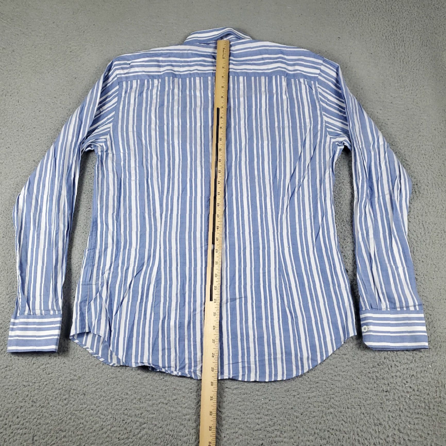 BUGATCHI Bugatchi Uomo Shirt Button-Up Long Sleeve Striped Blue Cotton Classic Fit Adult Large Mens Size US L / EU 52-54 / 3 - 3 Thumbnail