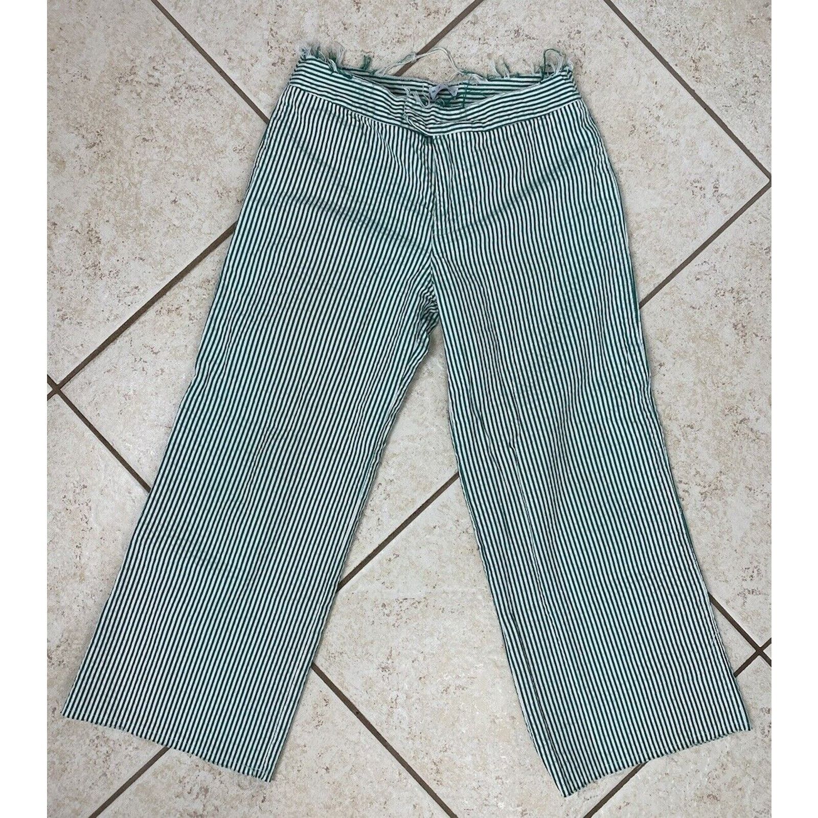 Marni Marni Green White Striped Wide-Leg Pants Size 40 IT Culottes Size 27" / US 4 / IT 40 - 1 Thumbnail