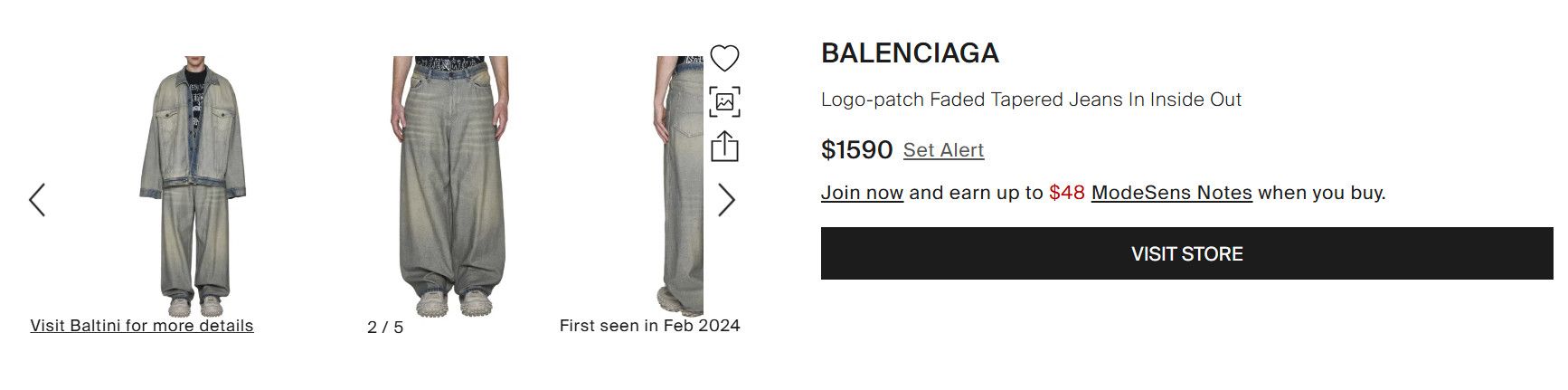 Balenciaga *NEW* SS24 INSIDE OUT BAGGY JEANS $1,590 MEDIUM Size US 32 / EU 48 - 4 Thumbnail