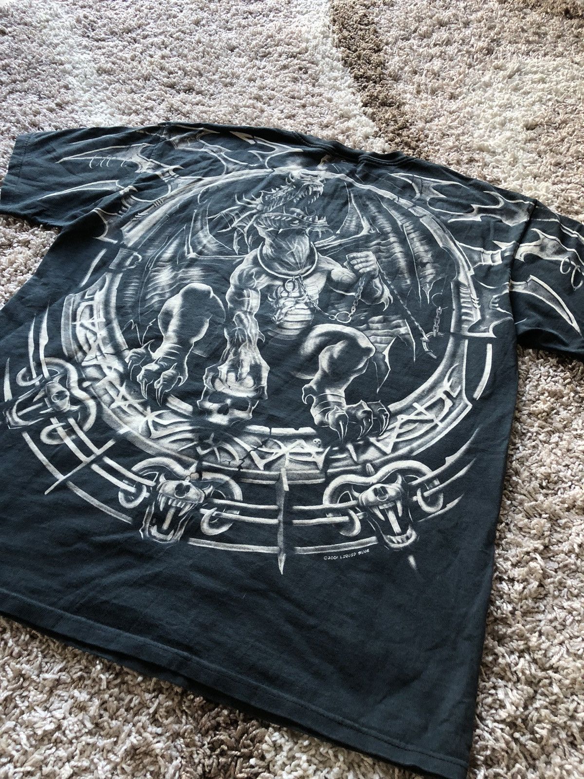 Liquid Blue × Vintage Y2K Vintage Liquid Blue Dragon Skull T-Shirt OverPrint 2001 Size US XL / EU 56 / 4 - 7 Thumbnail