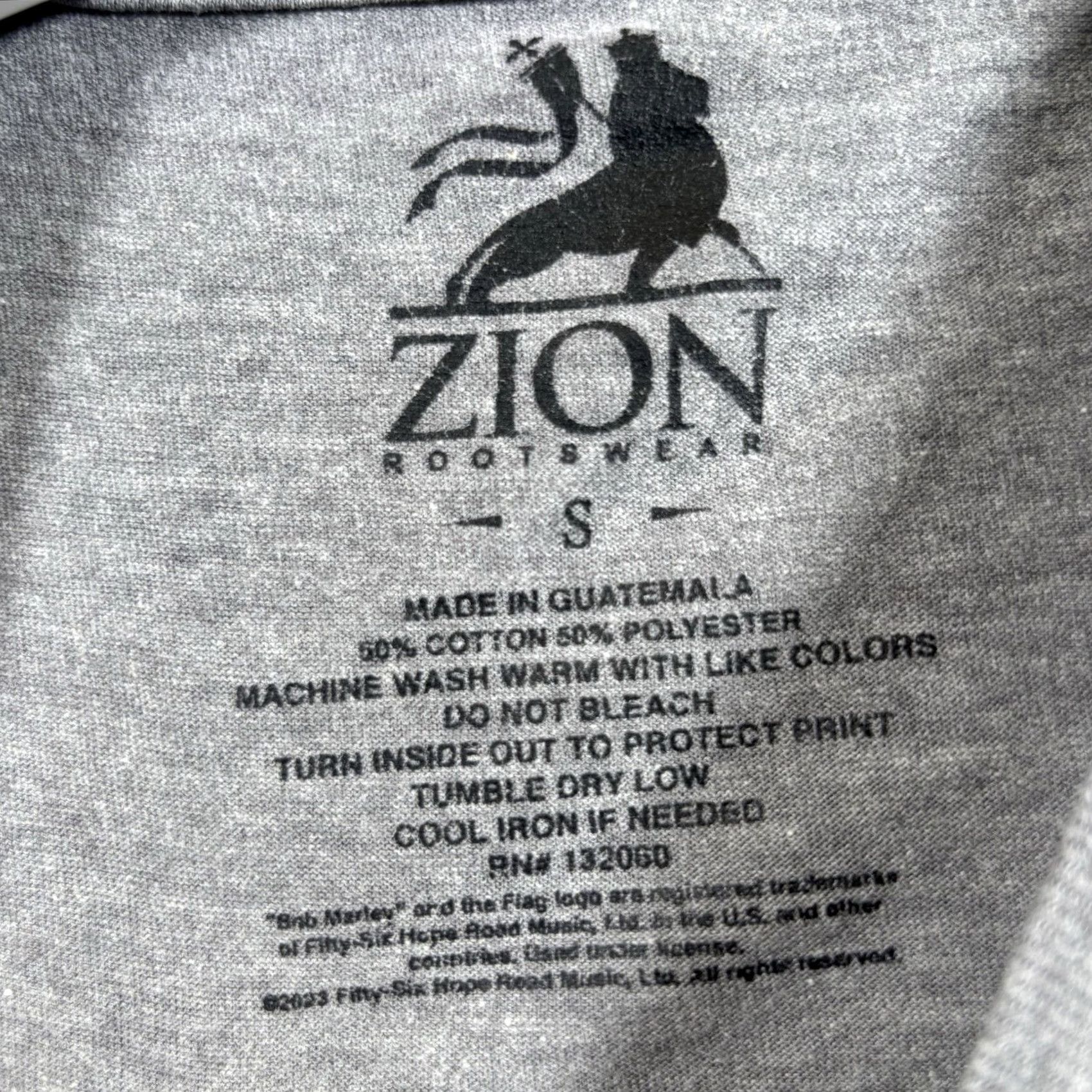Roots Zion Rootswear Bob Marley One Love Men's T-Shirt Gray S Size US S / EU 44-46 / 1 - 5 Thumbnail