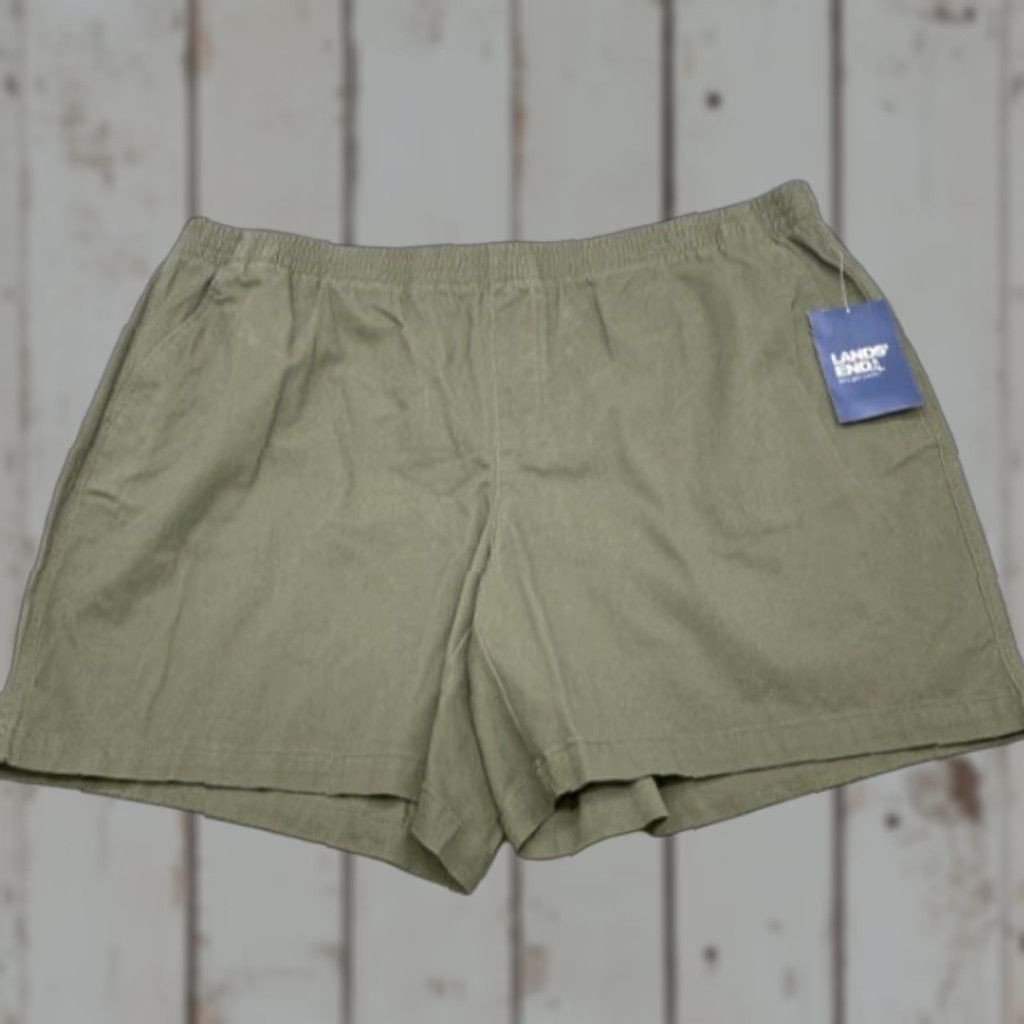 Lands' End VINTAGE Lands' End Shorts Womens 24W Olive Regular Chino Waist 43" Inseam 7.5" Cotton Spandex Stretch Flat Front Slash Pocket 5135 NWT Size 28" / US 6 / IT 42 - 1 Thumbnail