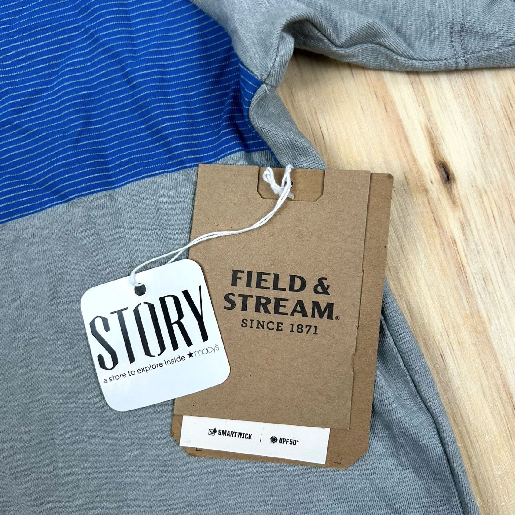 Vintage Field & Stream Deep Runner T-Shirt Gray Stripe UPF 50 Pockets Short Sleeve 2XL Mens Size US 39 - 2 Thumbnail