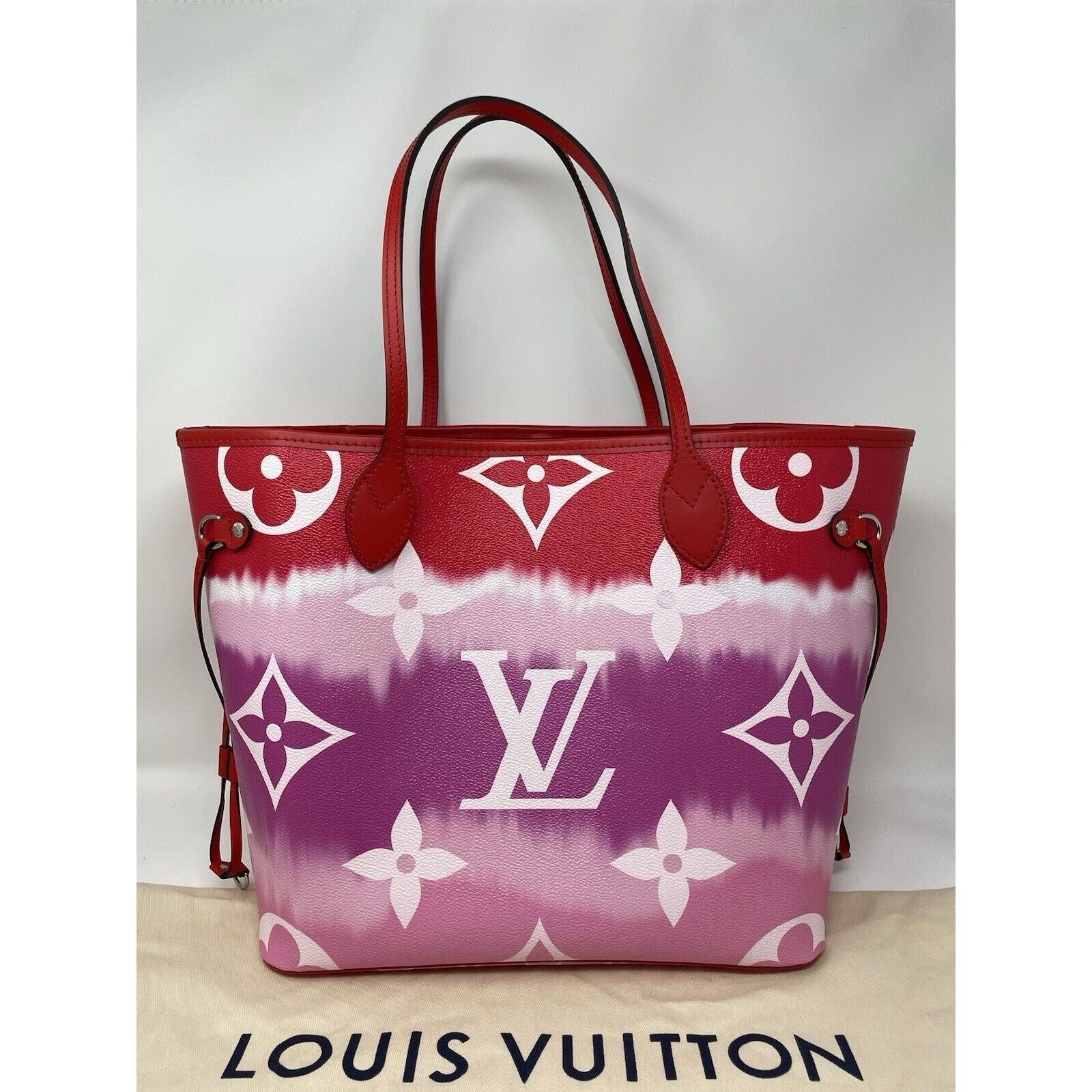 Louis Vuitton Louis Vuitton Neverfull Tote MM Pink/Red/White Canvas Size ONE SIZE - 3 Thumbnail