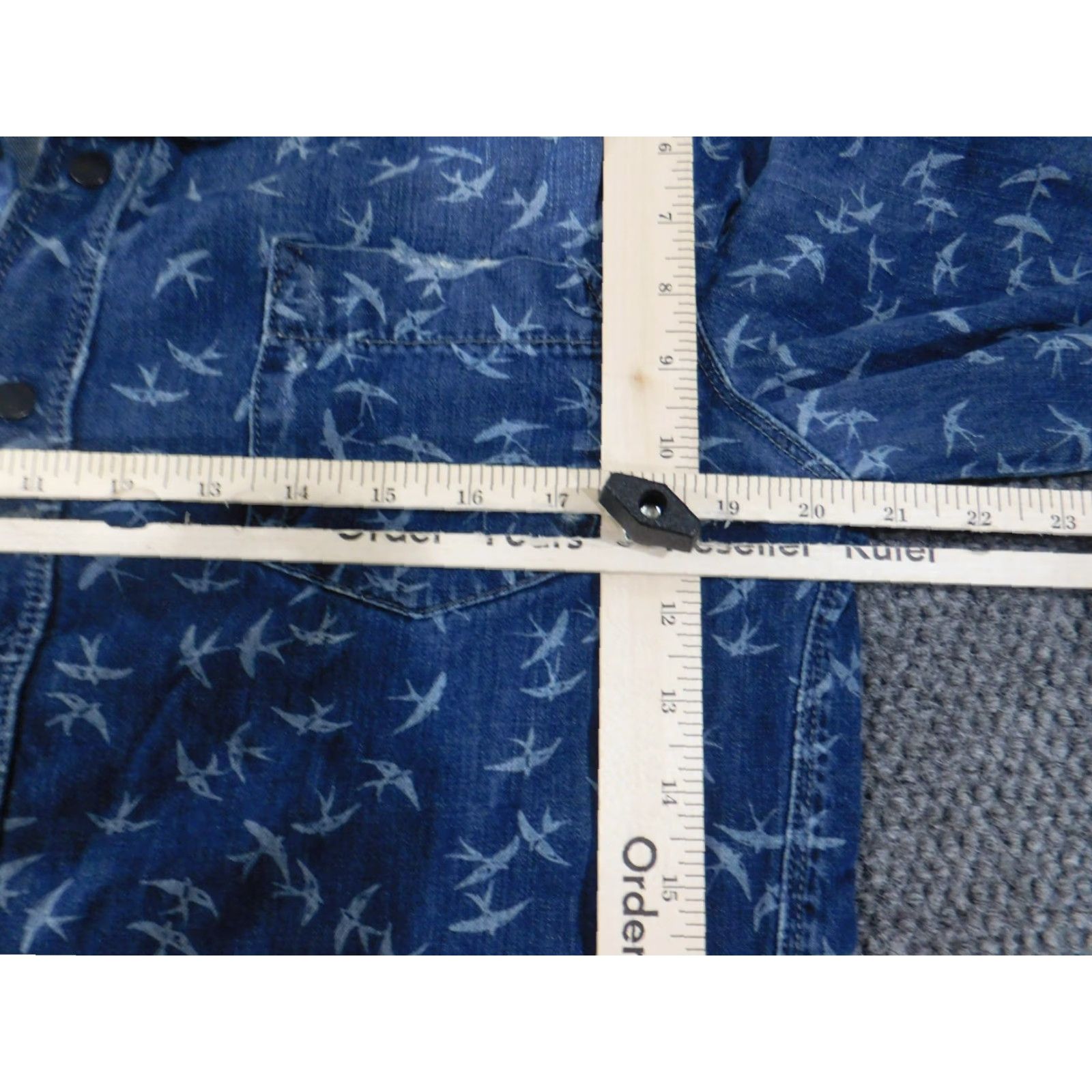 Zara Zara Shirt Denim Blue Slim Fit Long Sleeve Cotton Birds Print Button-Up Collared Button-Down Regular Size L Mens Size US L / EU 52-54 / 3 - 7 Thumbnail